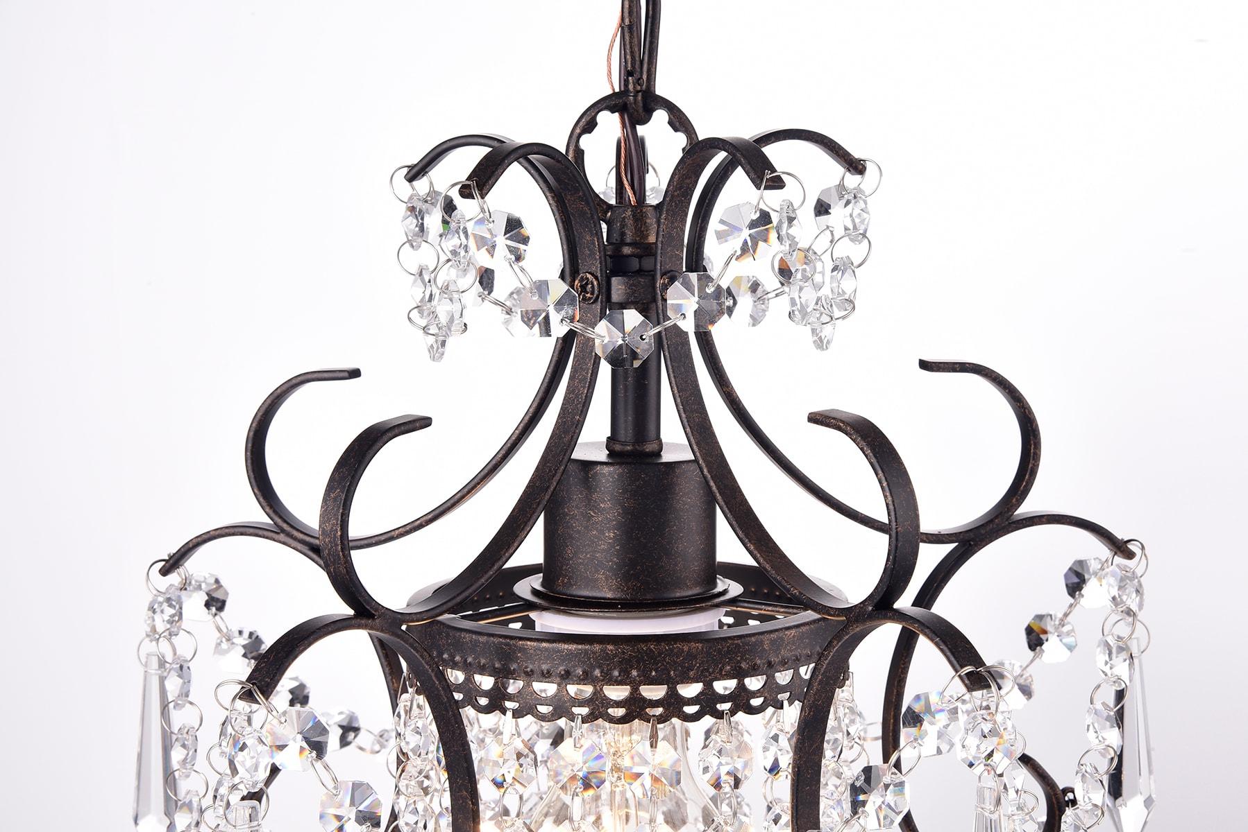 Antique Bronze Mini Crystal Glam Chandelier Pendant