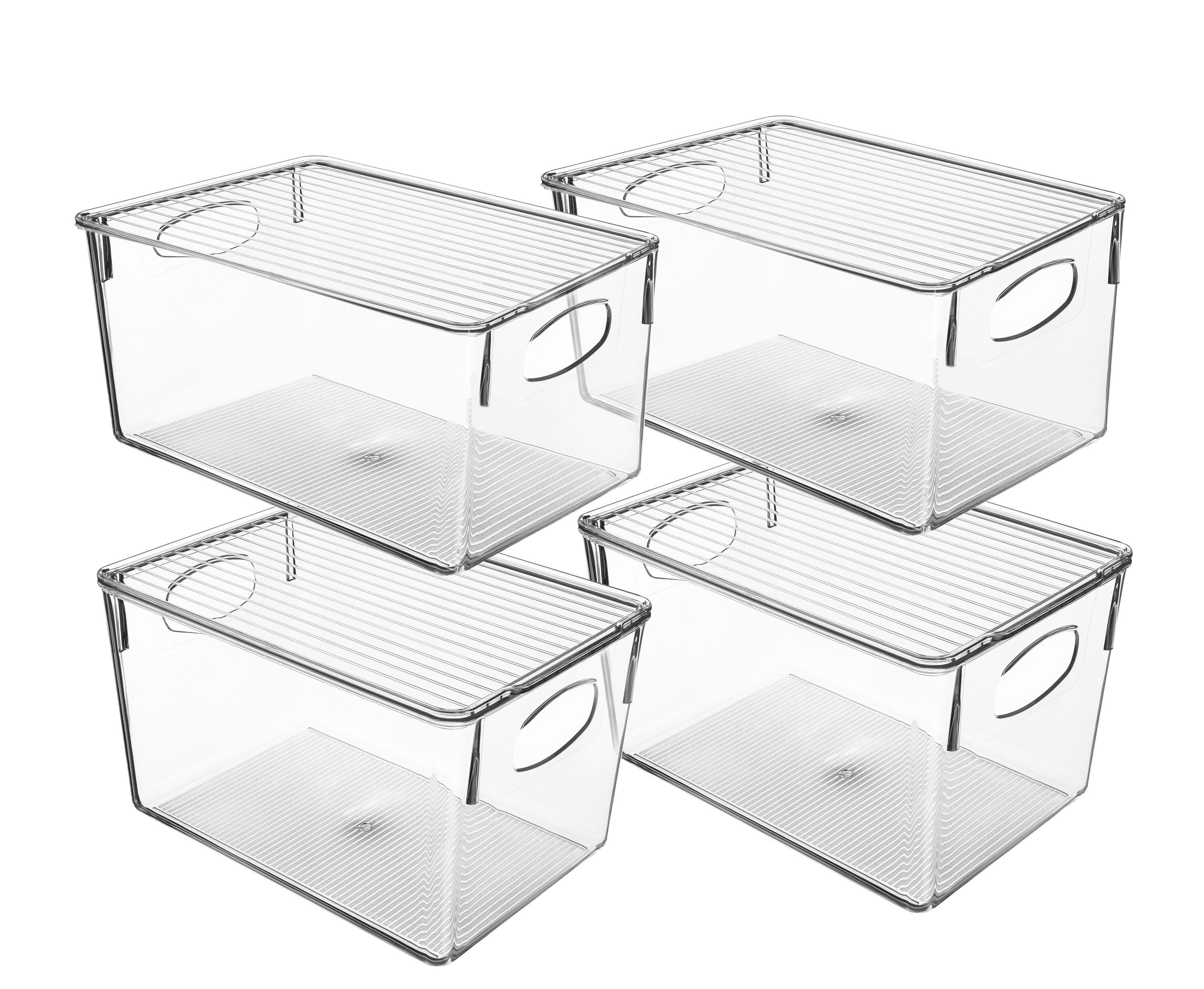 Sorbus Large Plastic Storage Bins with Lids - for Kitchen Organization, Pantry/Storage Organizers, Fridge Organizer - Clear Storage Bins (4 pack)