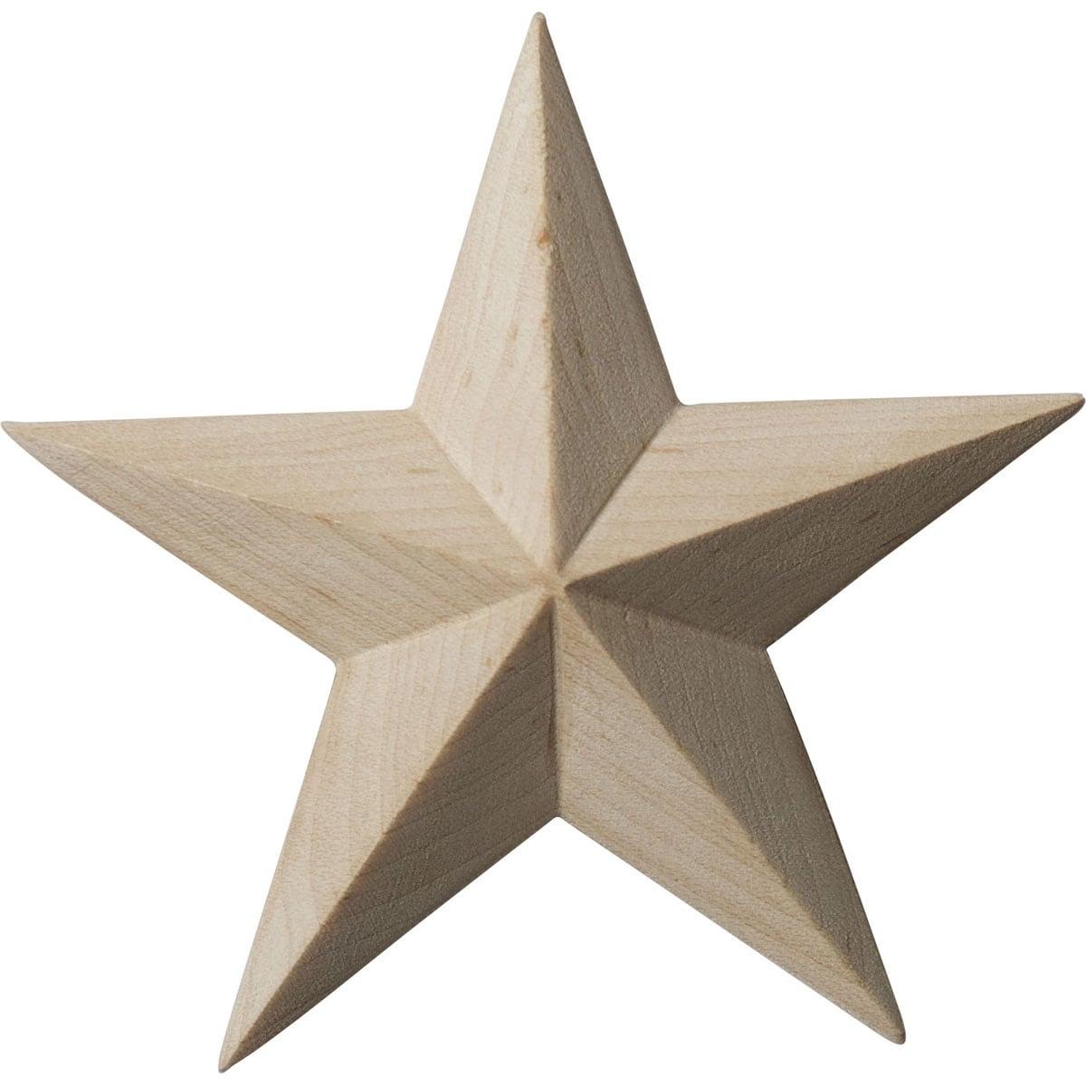 Maple Architectural Star Rosette, 3 1/2" x 3 1/2" x 5/8"