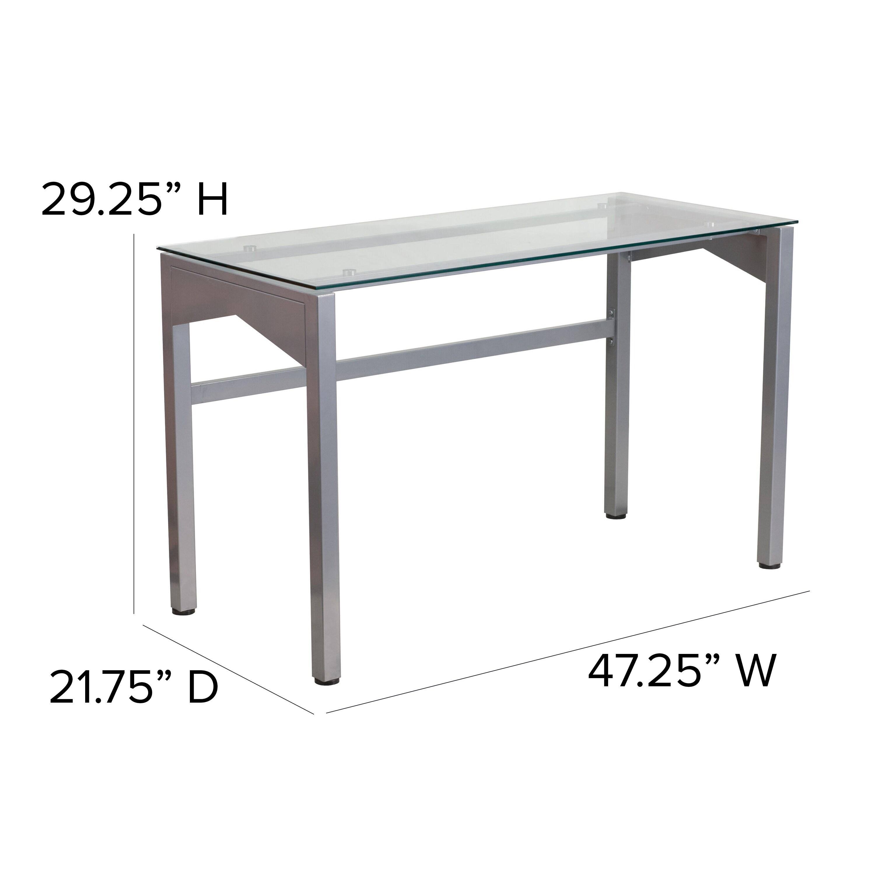 Flash Furniture Contemporary Clear Tempered Glass Desk with Geometric Sides