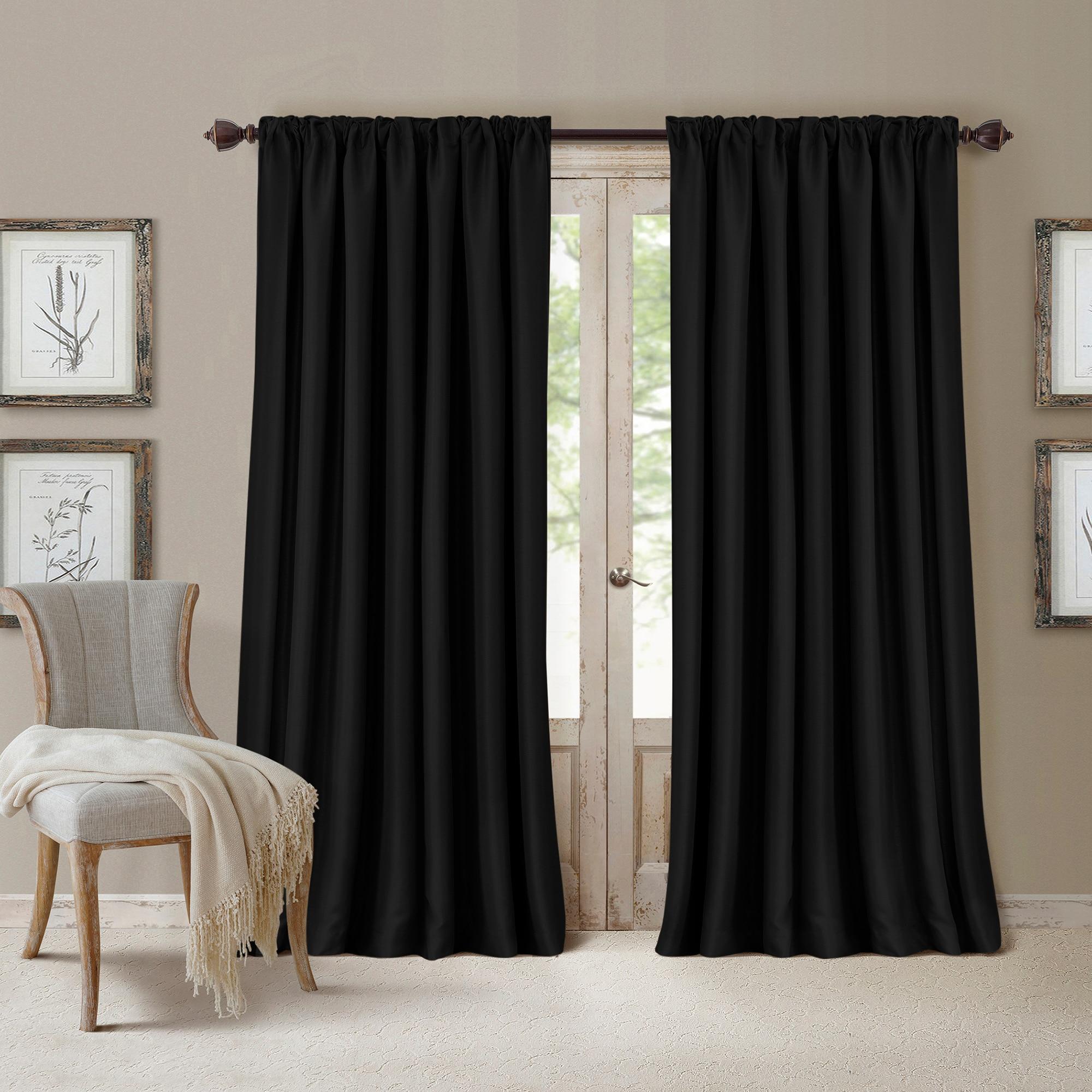 All Seasons Single Blackout Window Curtain Panel - 52" x 95" - Black - Elrene Home Fashions