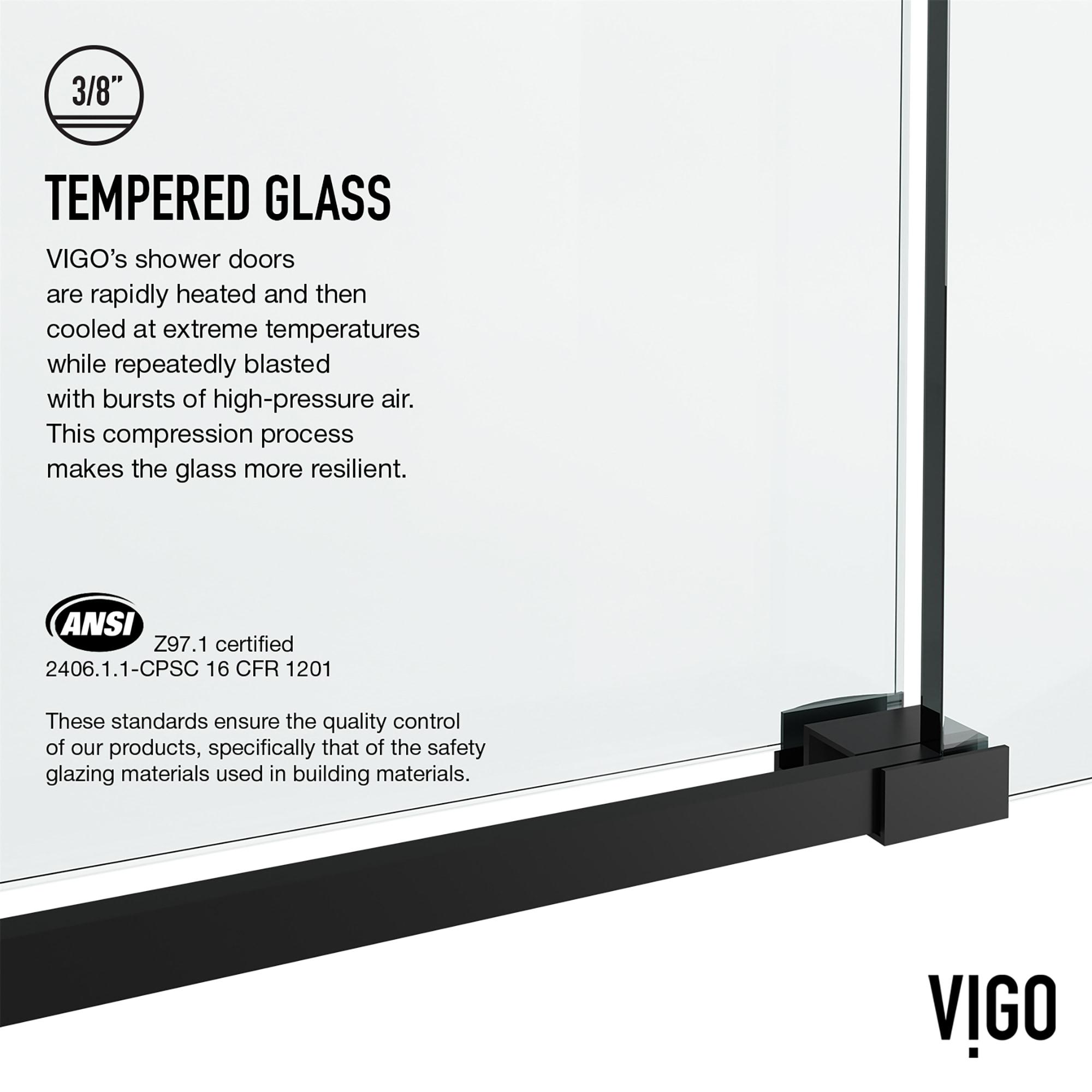 Elan Hart 56-60" W x 76" H Sliding Frameless Shower Door with 3/8" Clear Glass