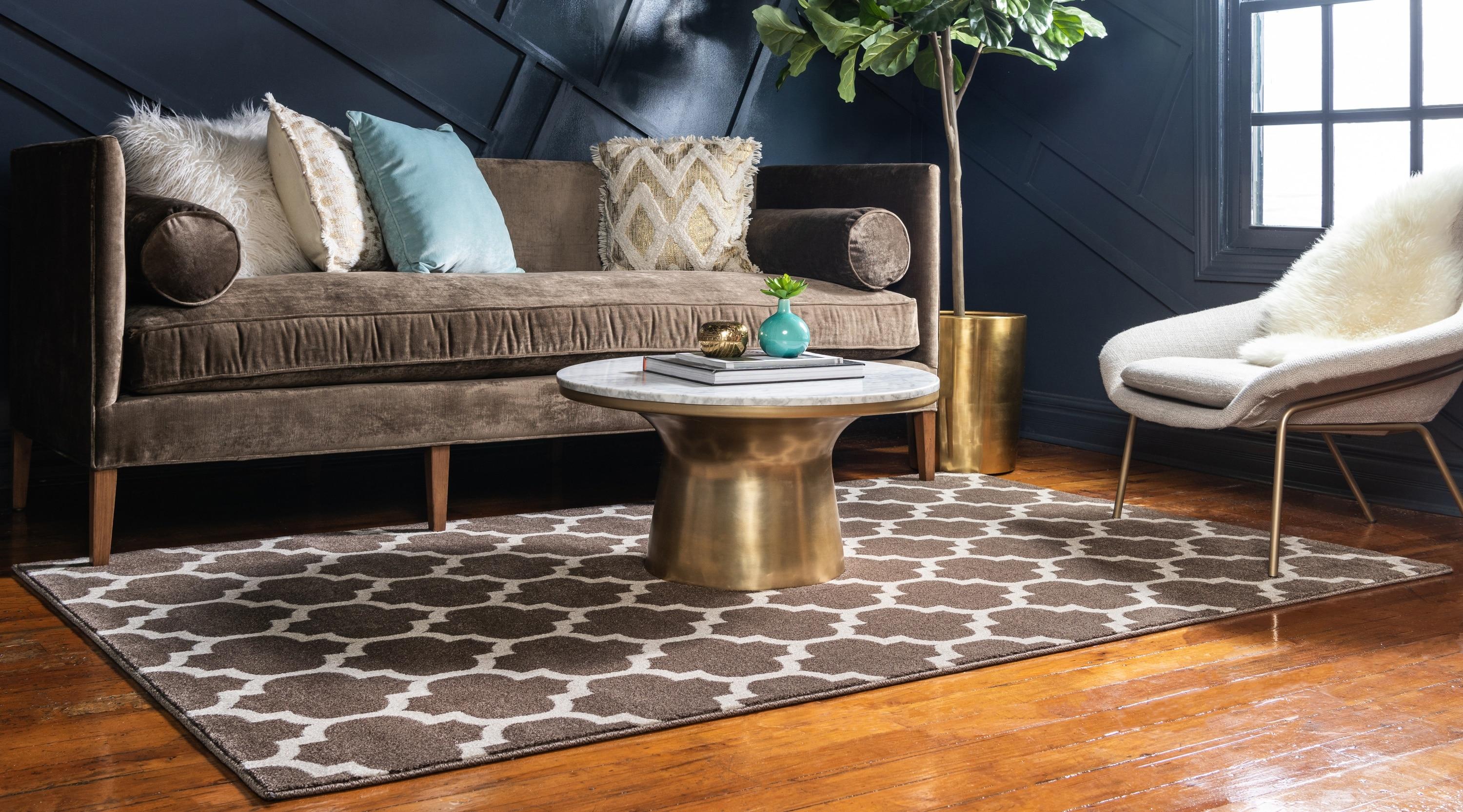 Unique Loom 4' 1 x 6' 1 Trellis Philadelphia Brown Area Rug