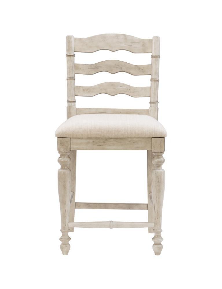 24" Marino Padded Seat Counter Height Barstool Upholstered Seat and Back White - Linon: Rubberwood Frame, Foam Fill, Ladder-Back Design