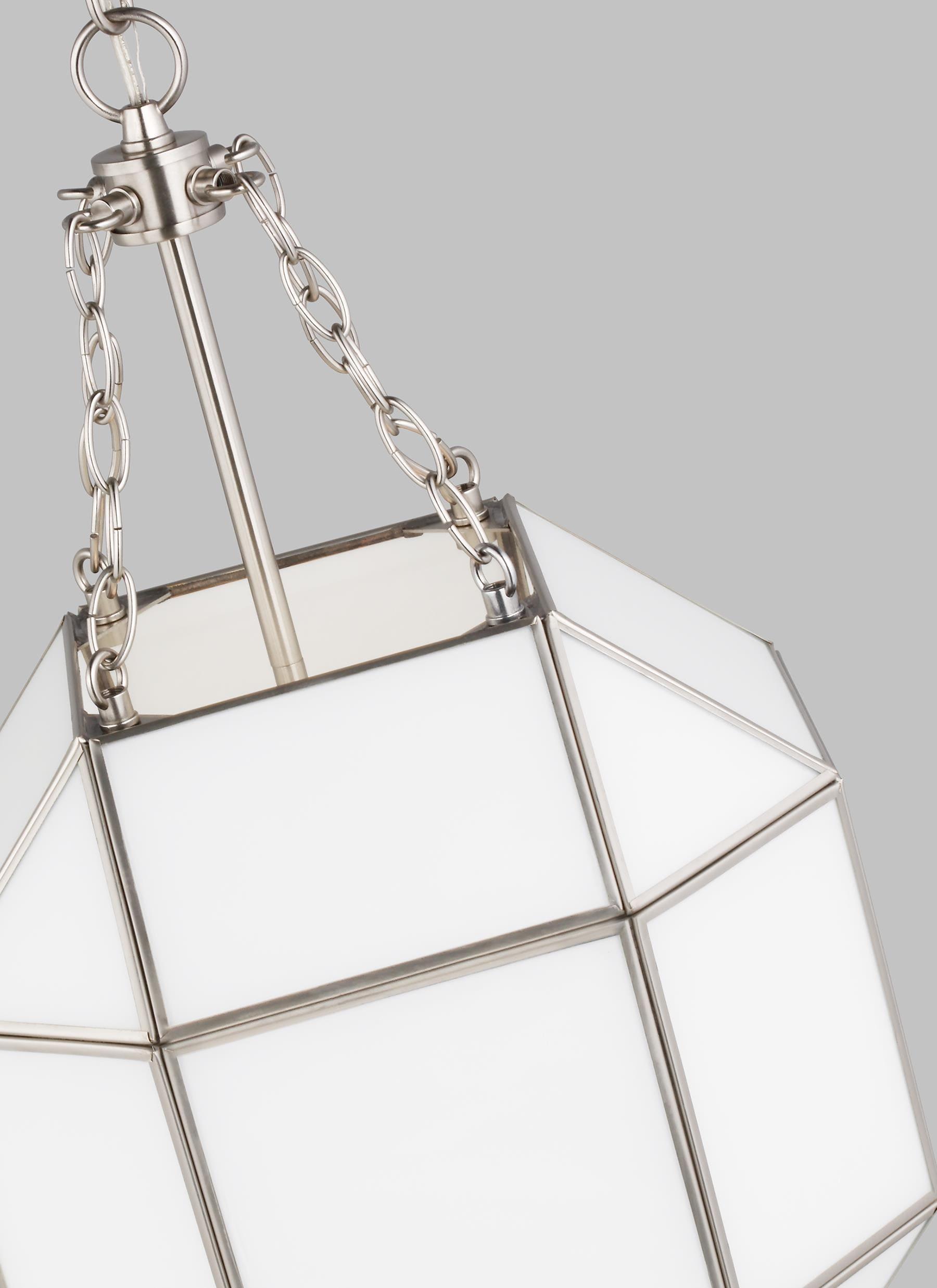 Generation Lighting Morrison 3 -Light Brushed Nickel Modern/contemporary White glass Geometric Mini Hanging Pendant light