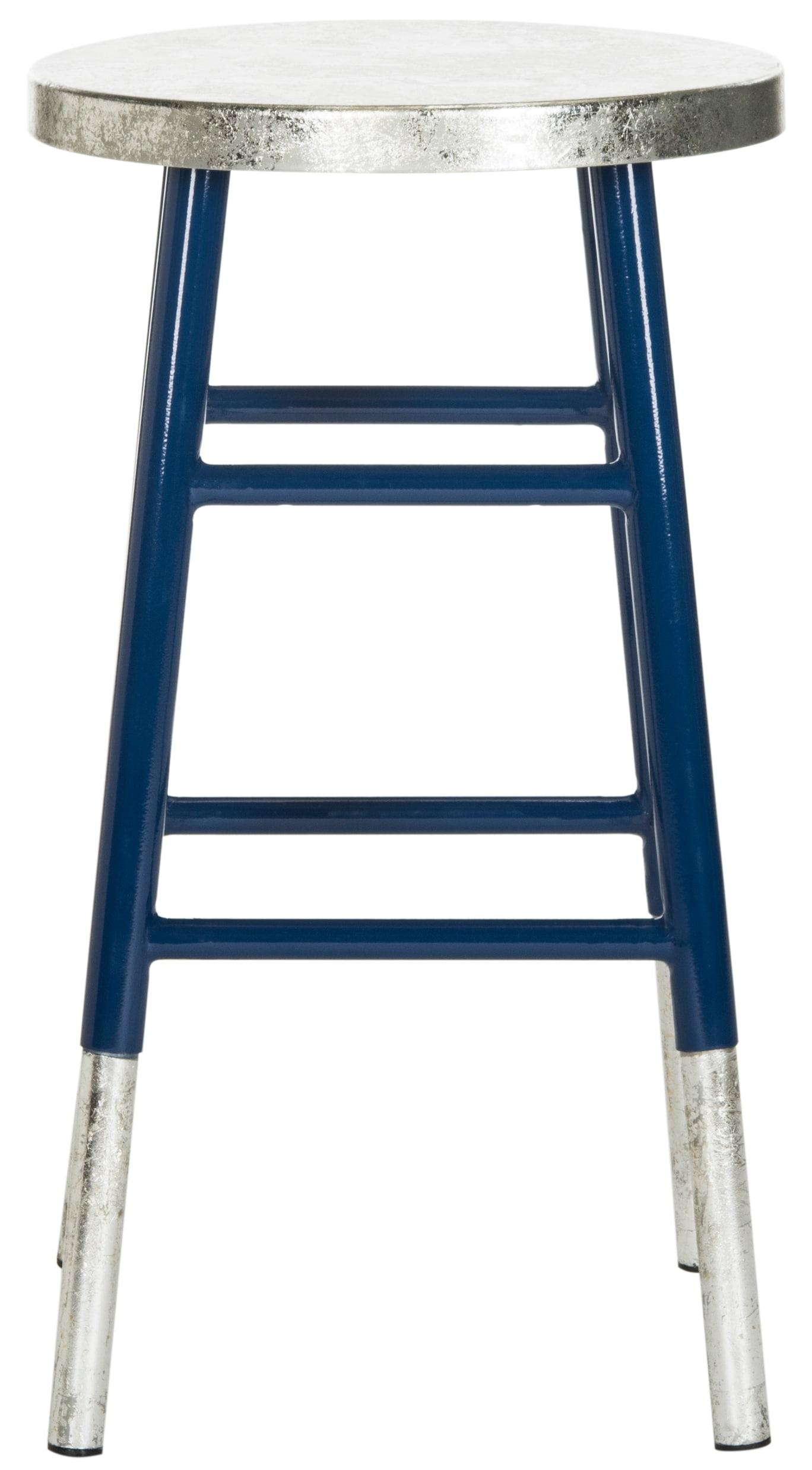 Kenzie Silver Dipped Counter Stool - FOX3211 - Navy/Silver - Safavieh Couture