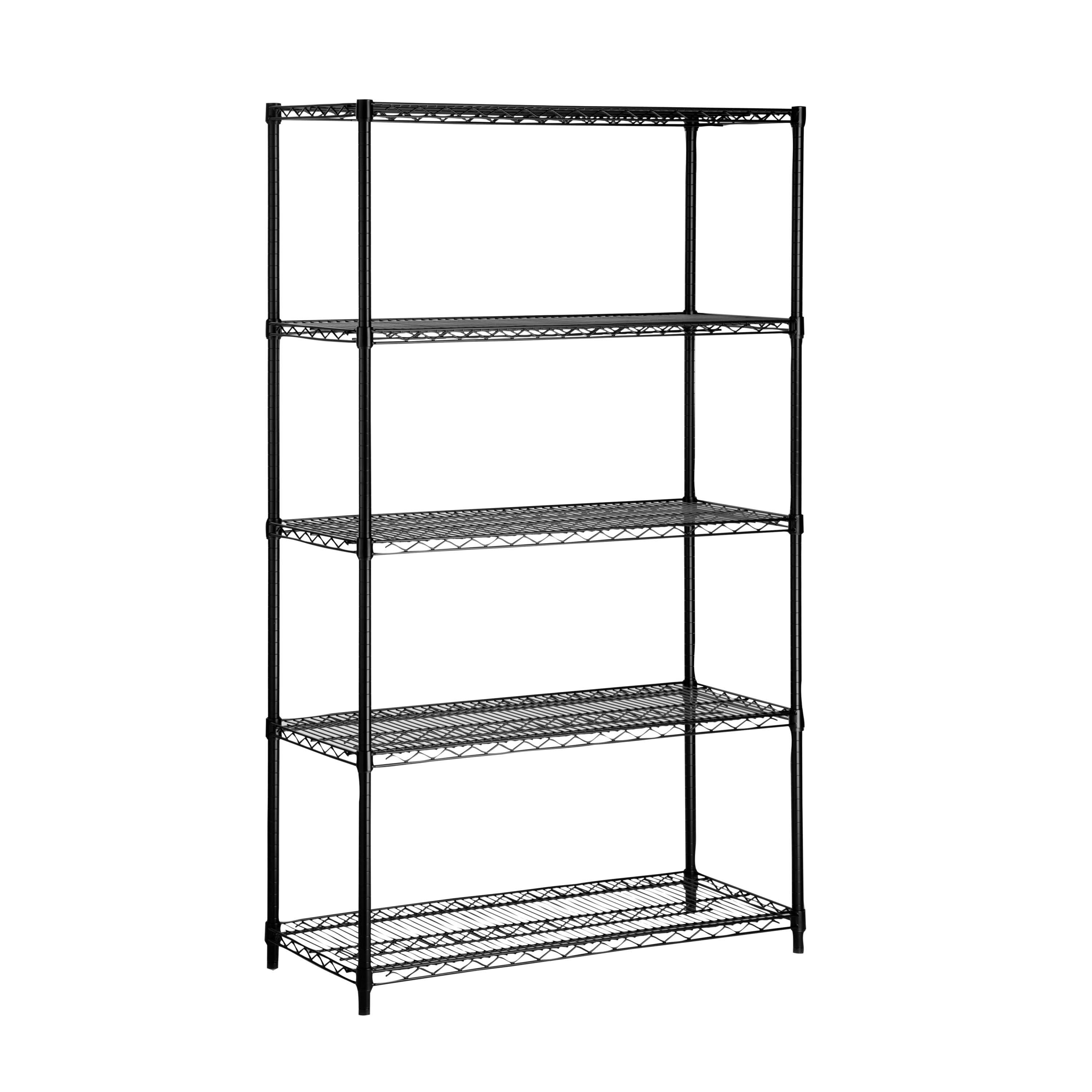 5-Tier Steel Height-Adjustable Shelving Unit (42" W X 72" H X 18" D)