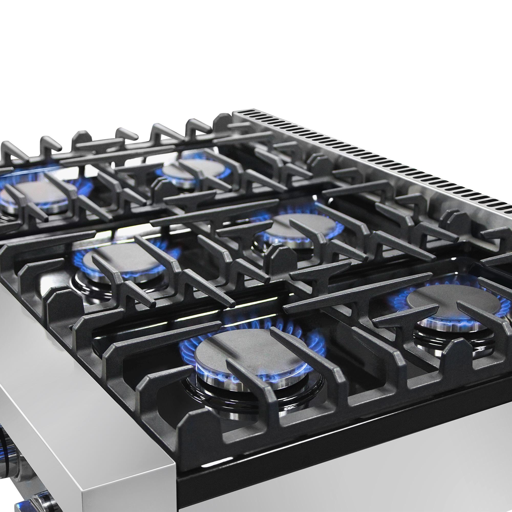 36-Inch Stainless Steel Gas Cooktop with 6 Burners