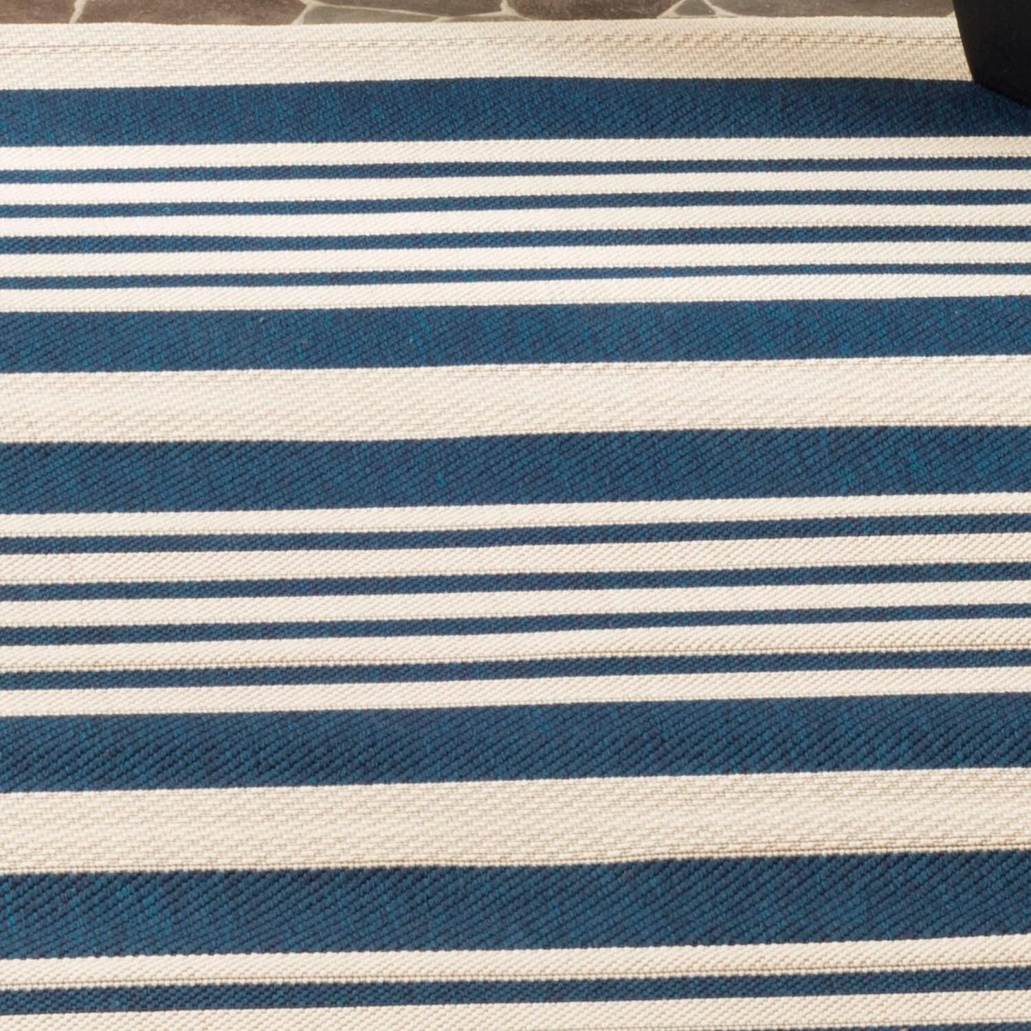 Courtyard CY6062 Power Loomed Indoor/Outdoor Area Rug - Navy/Beige - 4'x4' - Safavieh.