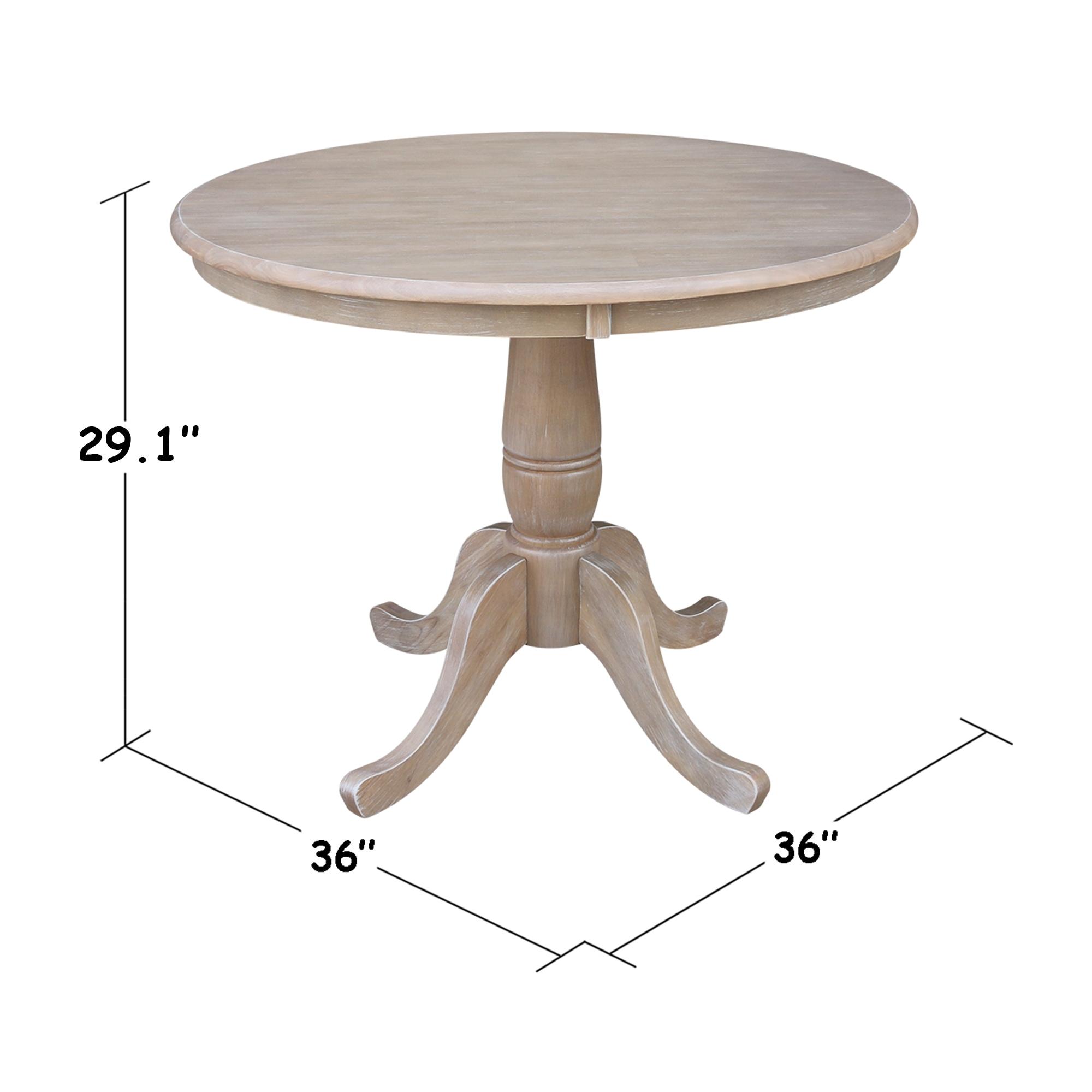 36"x36" Round Pedestal Dining Table Washed Gray Taupe - International Concepts