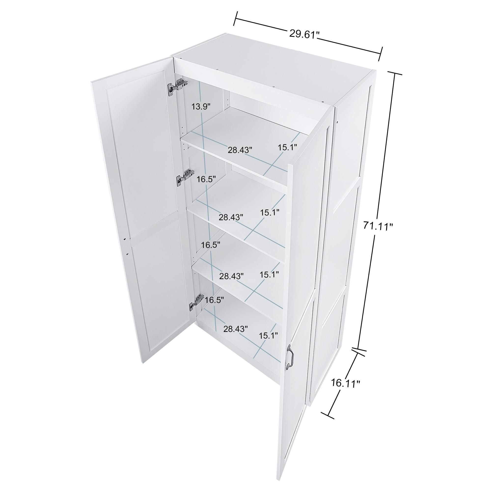 Hopkins Modern 4 Shelf Storage Closet White - Manhattan Comfort: MDF, European Hinge, Anti-Tip