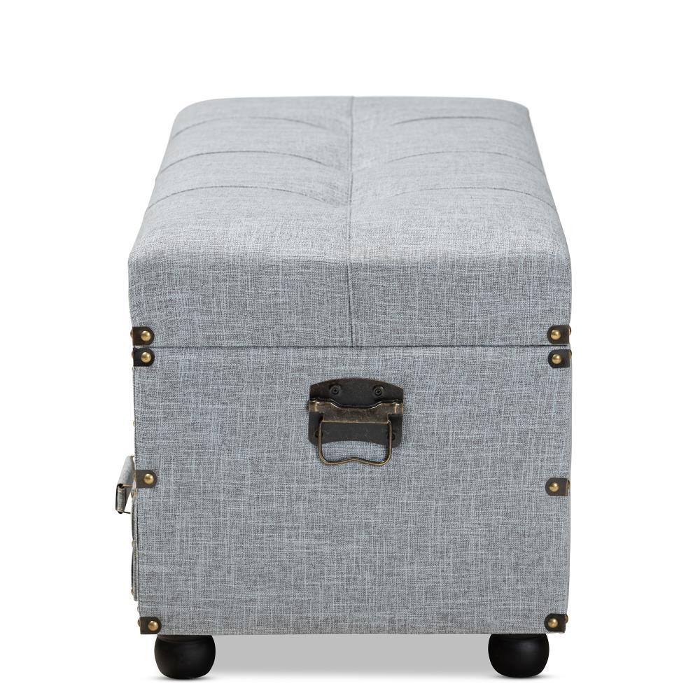 Flynn Fabric Upholstered 2 Drawer Storage Trunk Ottoman Gray/Black - Baxton Studio