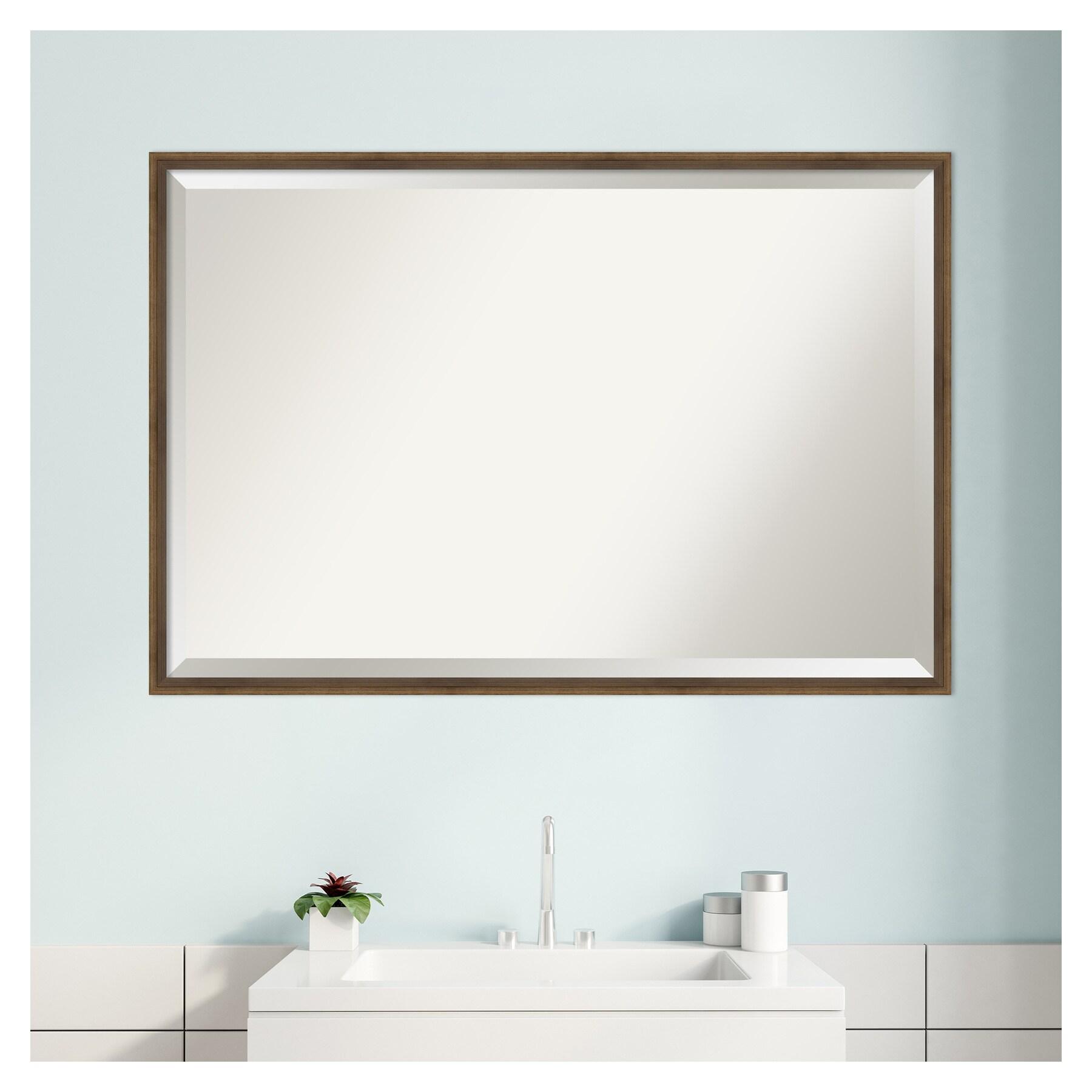 Lucie Bronze 37" Wood Beveled Bathroom Vanity Mirror