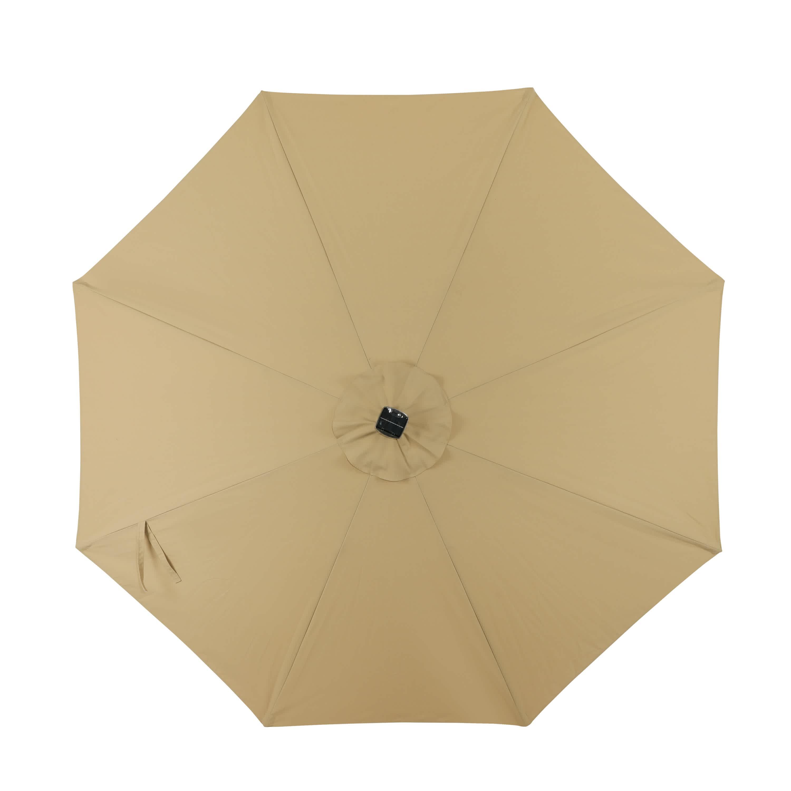 11' x 11' Calypso II Market Patio Umbrella with Solar LED Strip Lights Champagne - Island Umbrella