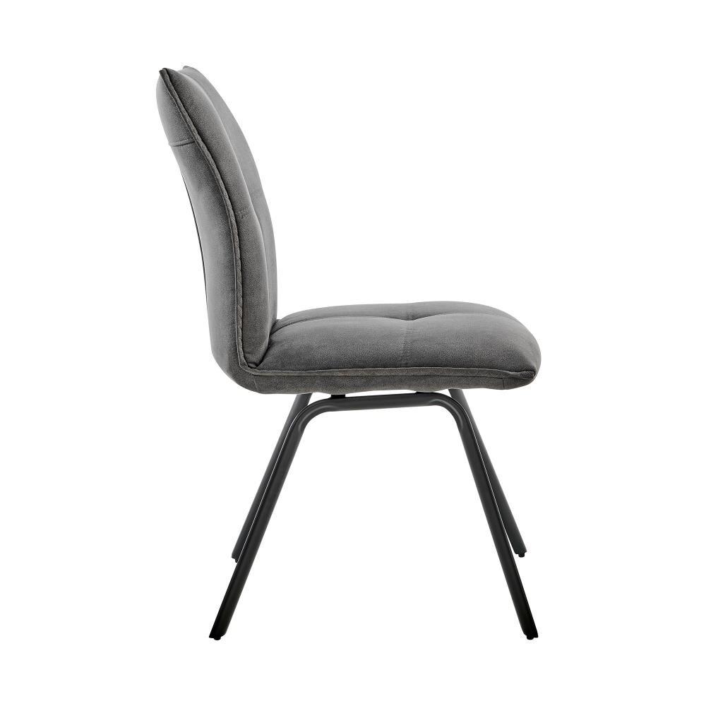 Set of 2 Rylee Fabric Finish Dining Chairs Charcoal Gray/Black - Armen Living