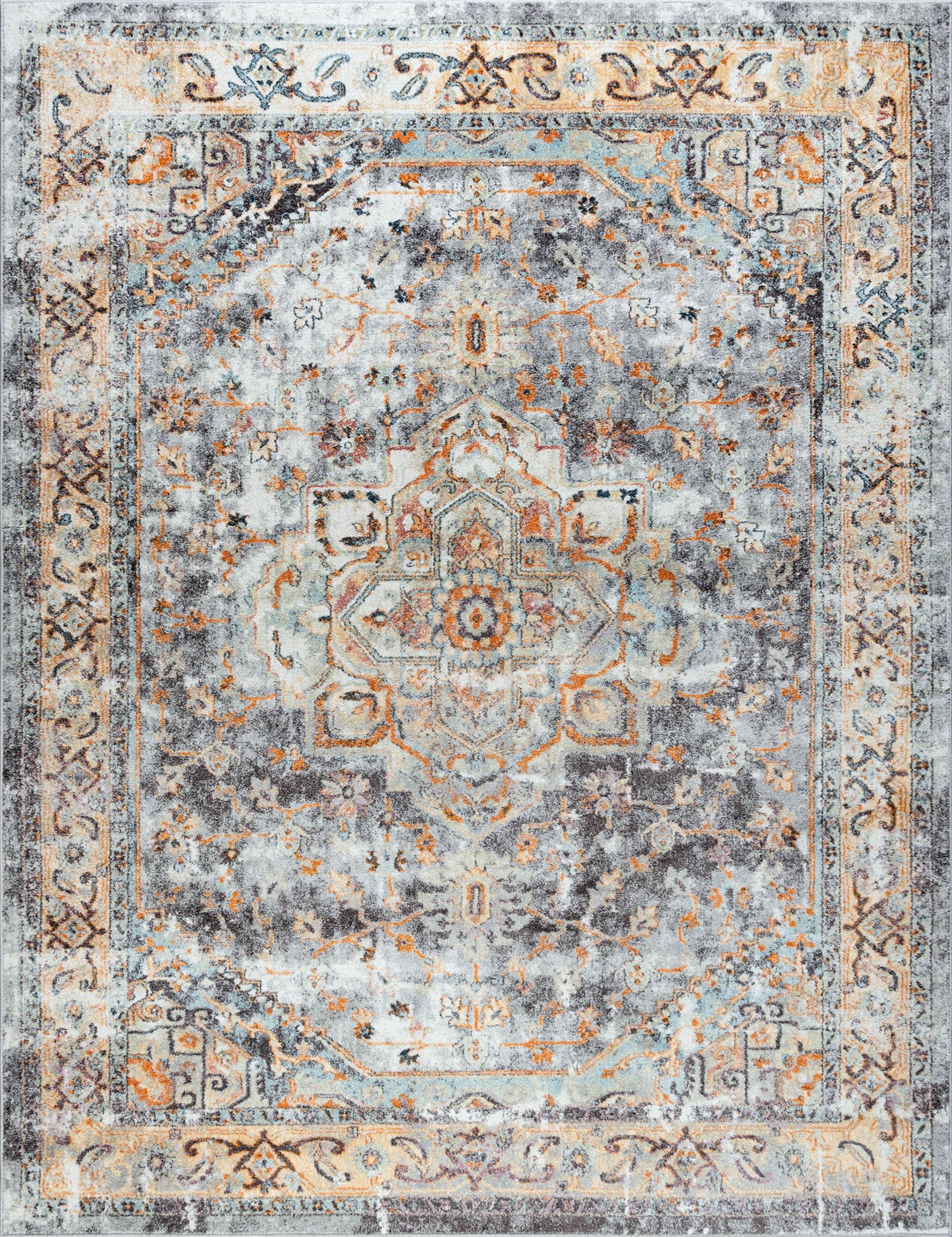 Tayse Wakefield Area Rug WFL4106 Traditional Blue Vintage Faded 7' 10" x 10' 3" Rectangle