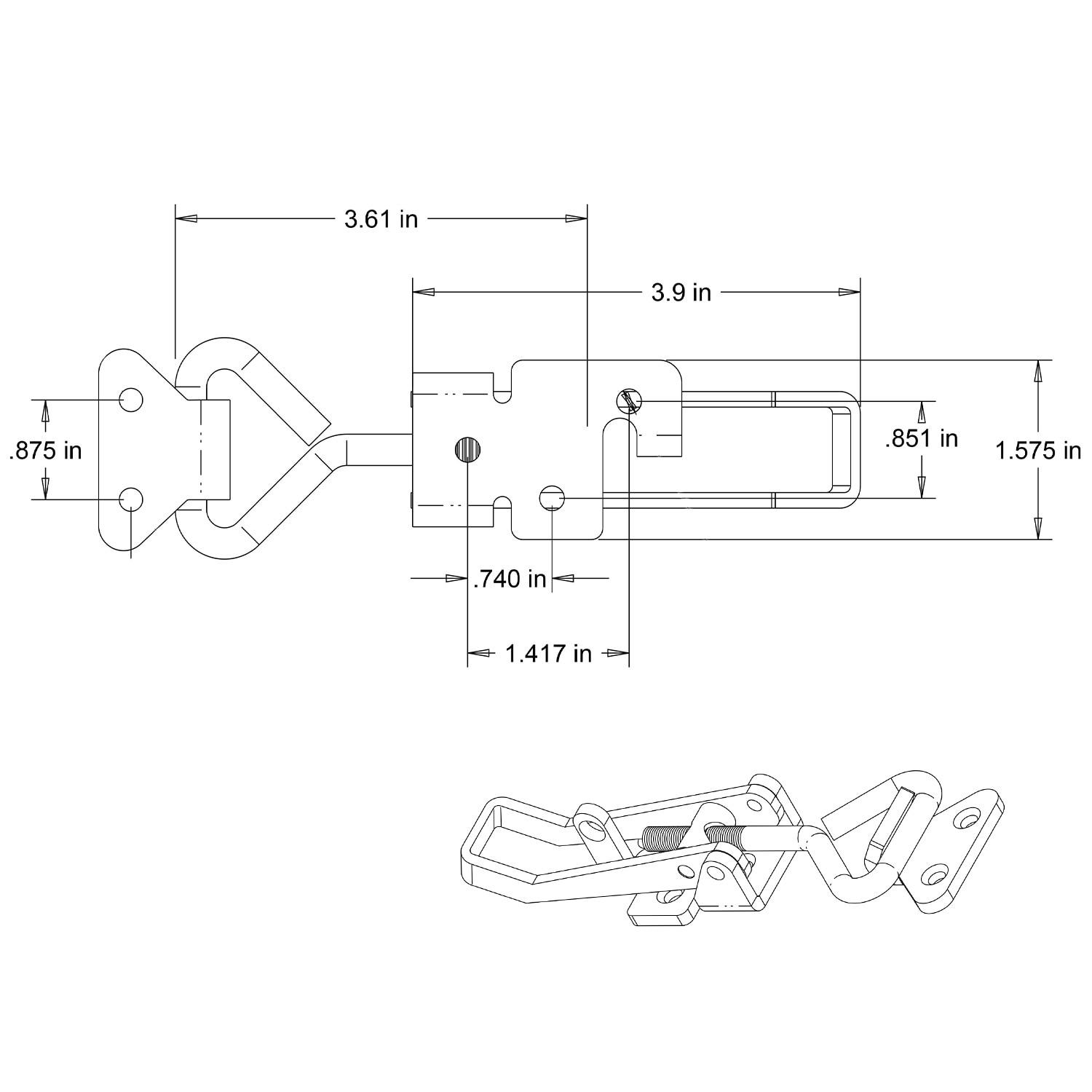 Heavy Duty Stainless Steel Adjustable-Grip Cabinet Draw Latch