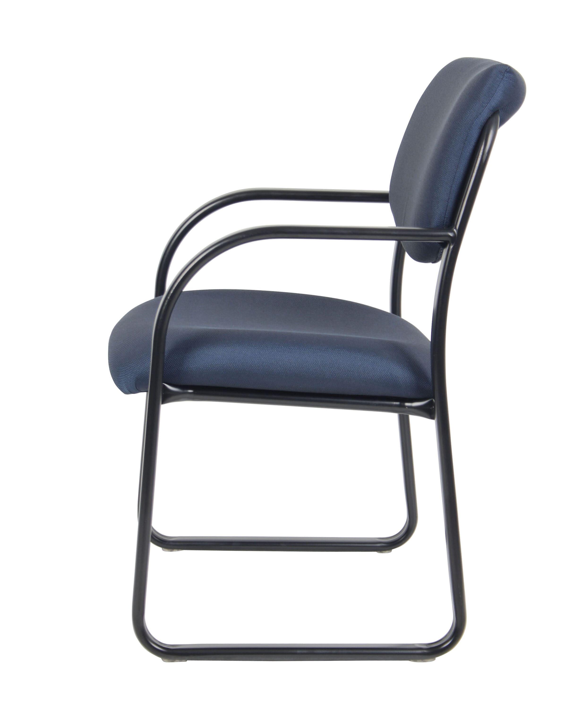 Sled Base Guest Chair Blue - Boss: Sturdy Metal Frame, Padded Back & Seat, Fixed Height