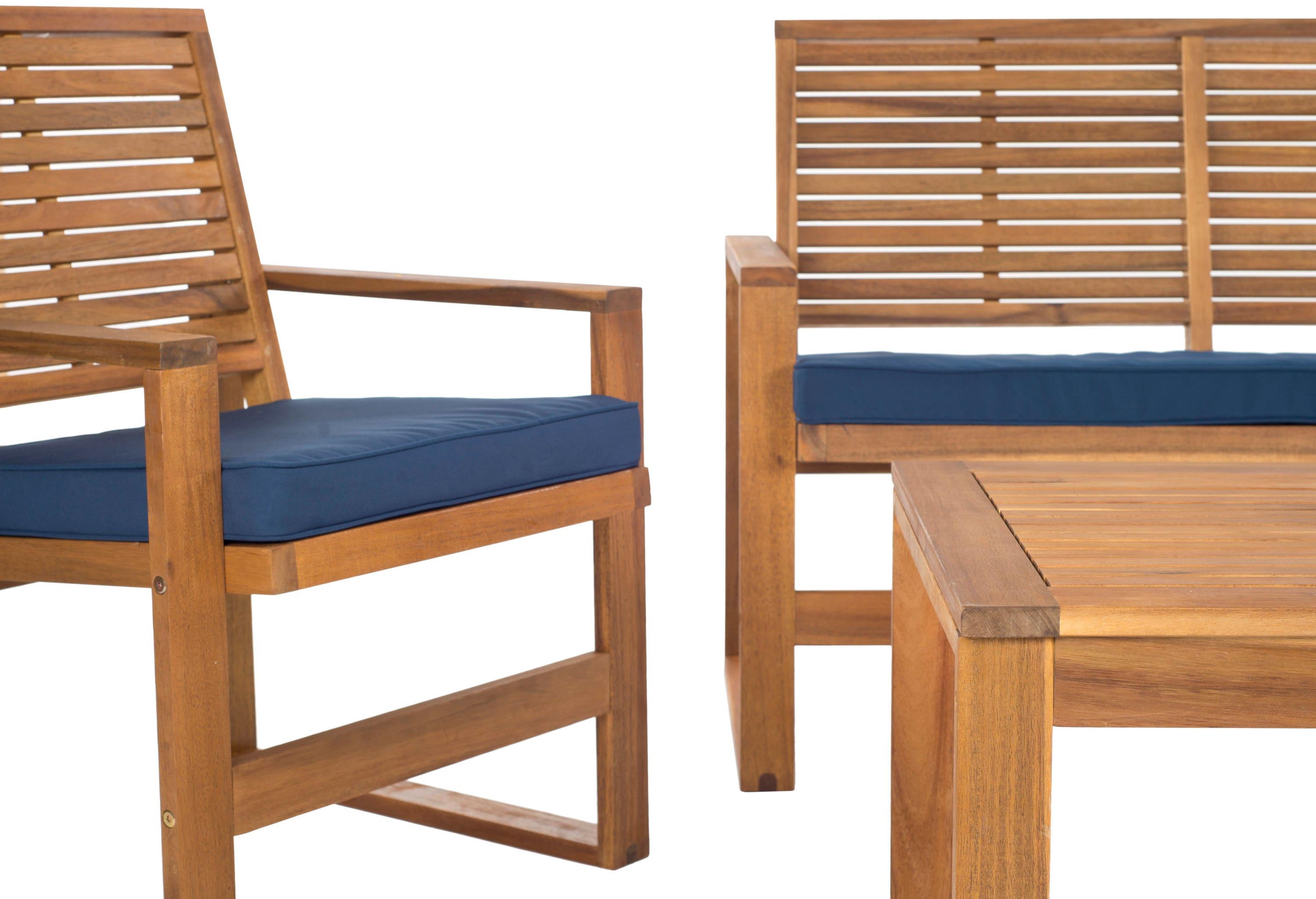 Ozark 4 Piece Set - Indoor/Outdoor - FOX6007 - Natural/Navy - Safavieh