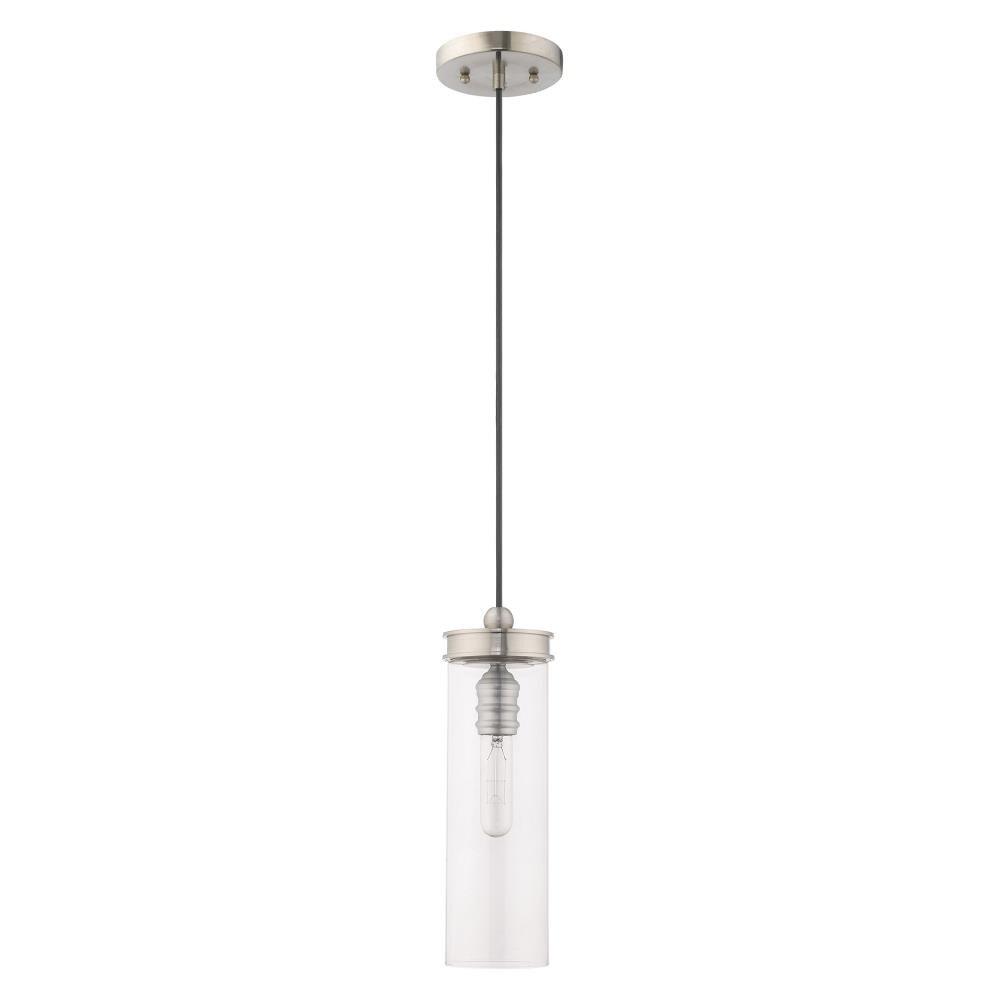 Livex Lighting Art Glass 1 - Light Pendant in  Brushed Nickel