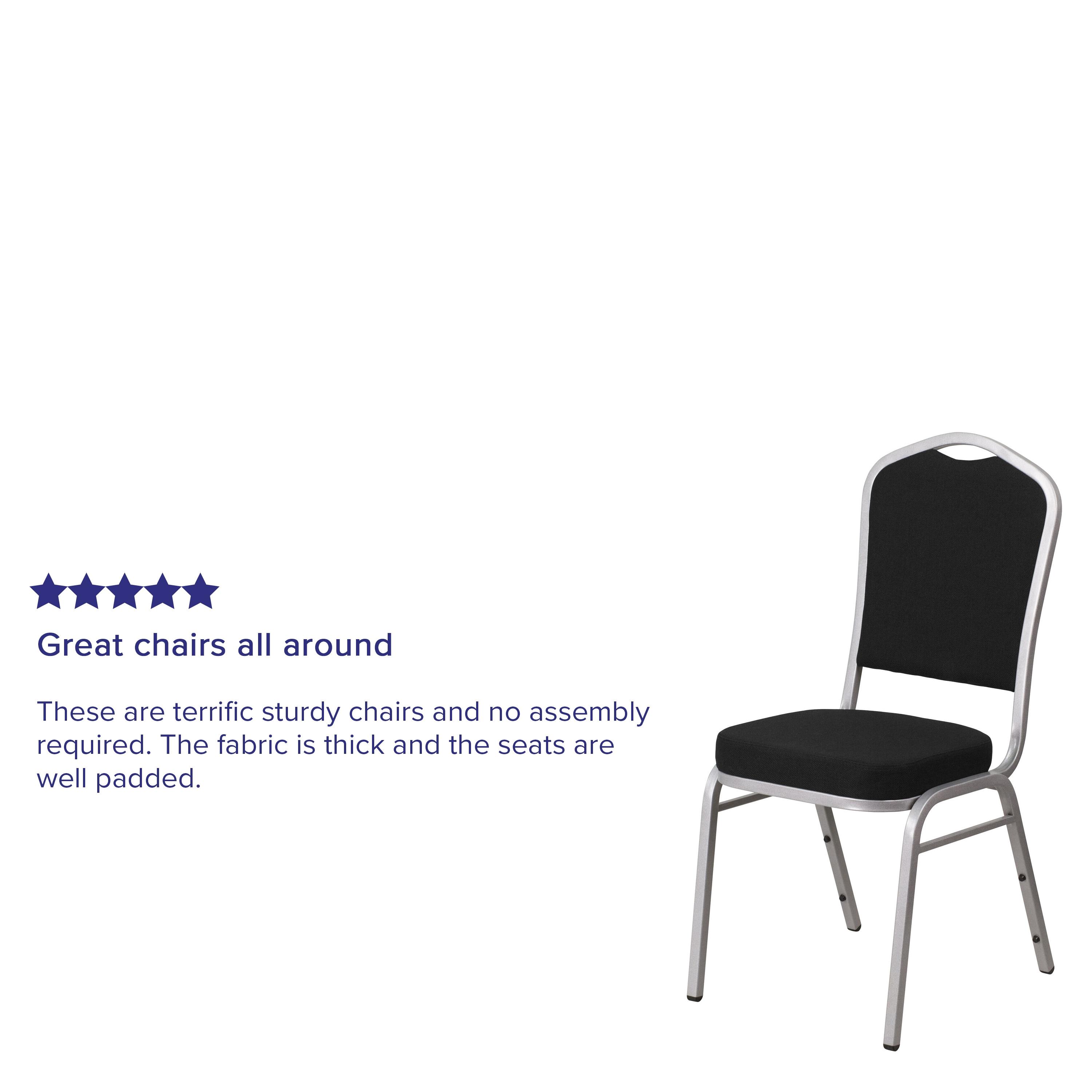Flash Furniture HERCULES Series Crown Back Stacking Banquet Chair in Black Fabric - Silver Frame