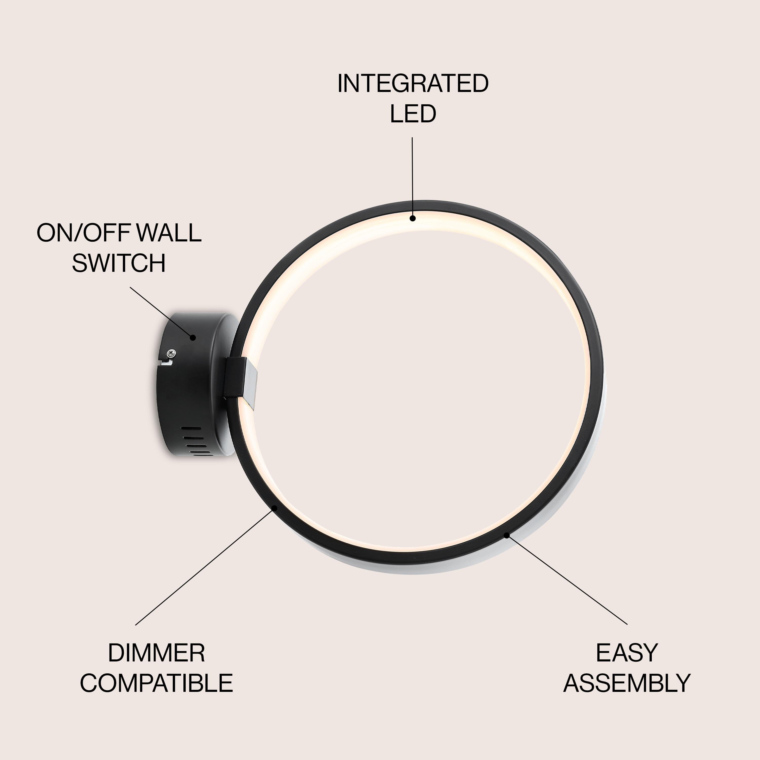 Nathaniel 12.25" Dimmable Integrated LED Metal Wall Sconce, Black