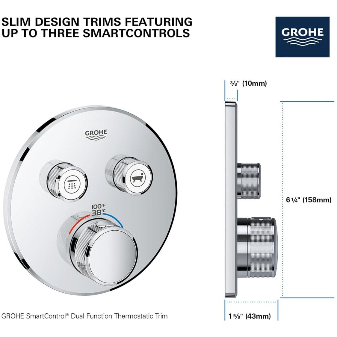 GROHE Grohtherm SmartControl Dual-Function Shower Thermostatic Valve Trim
