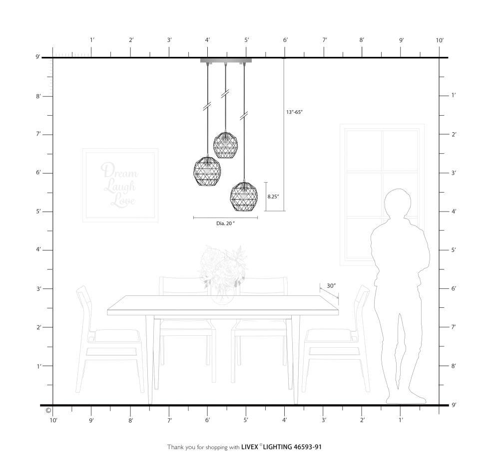 Livex Lighting Geometrix 3 - Light Pendant in  Brushed Nickel