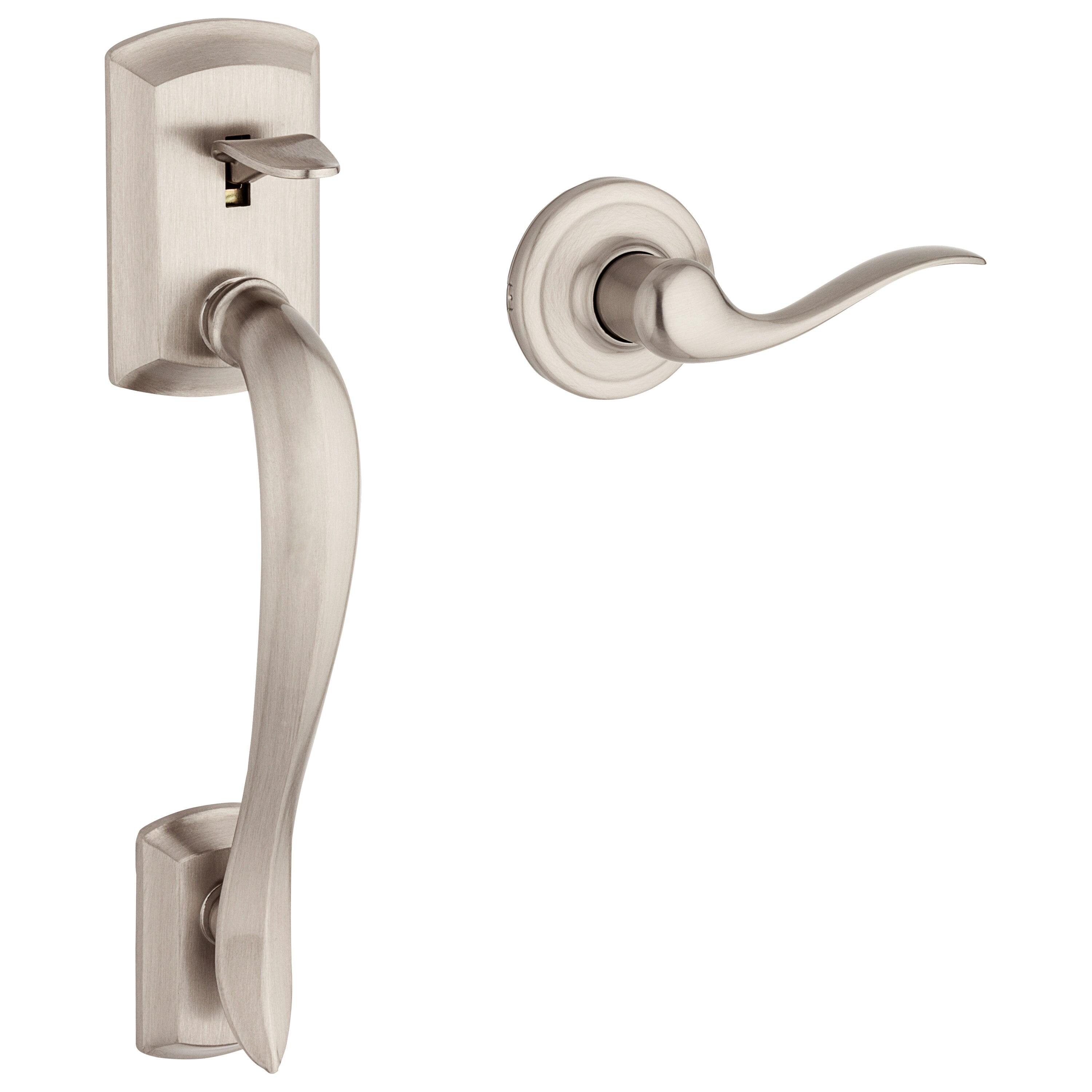 Avalon Satin Nickel Entry Door Handleset with Tustin Lever