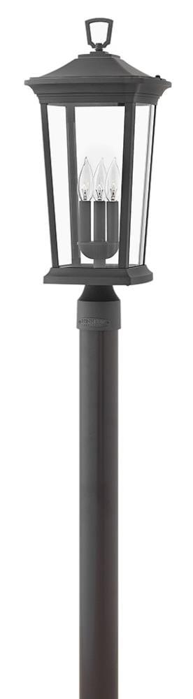 Museum Black Aluminum 3-Light Outdoor Post Lantern with Clear Glass