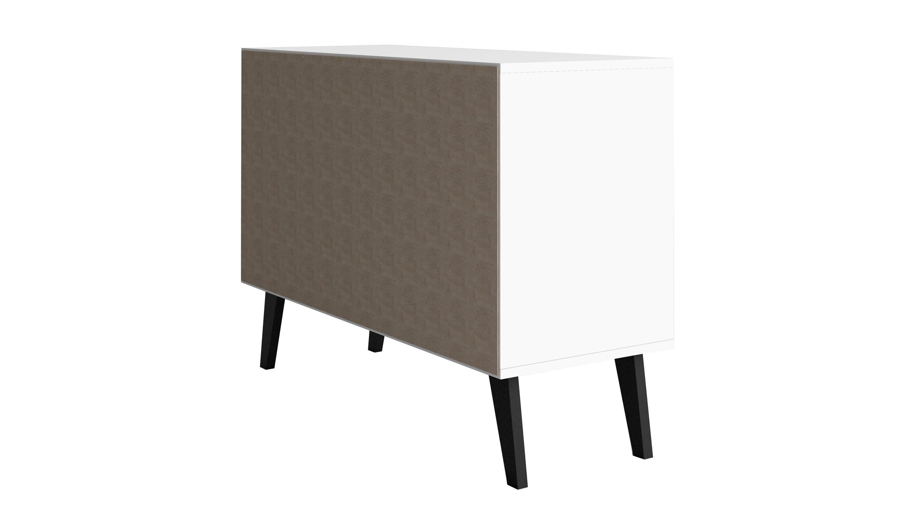 Amsterdam Double Side Table 2.0 White - Manhattan Comfort: Mid-Century Buffet, 2-Door Cabinet