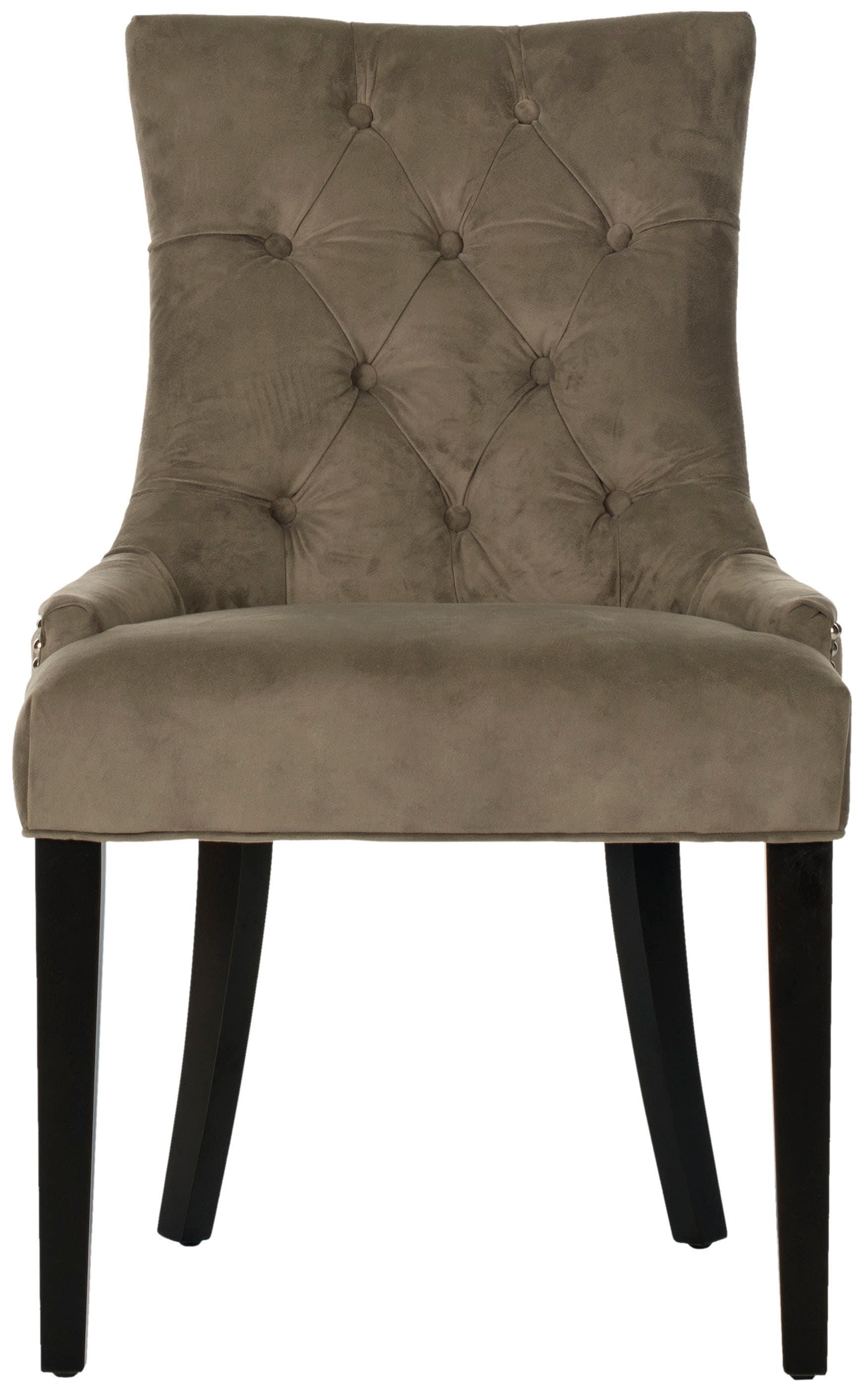 SAFAVIEH Abby 19''H Tufted Side Chair, Grey/Silver Nail Head, Set of 2