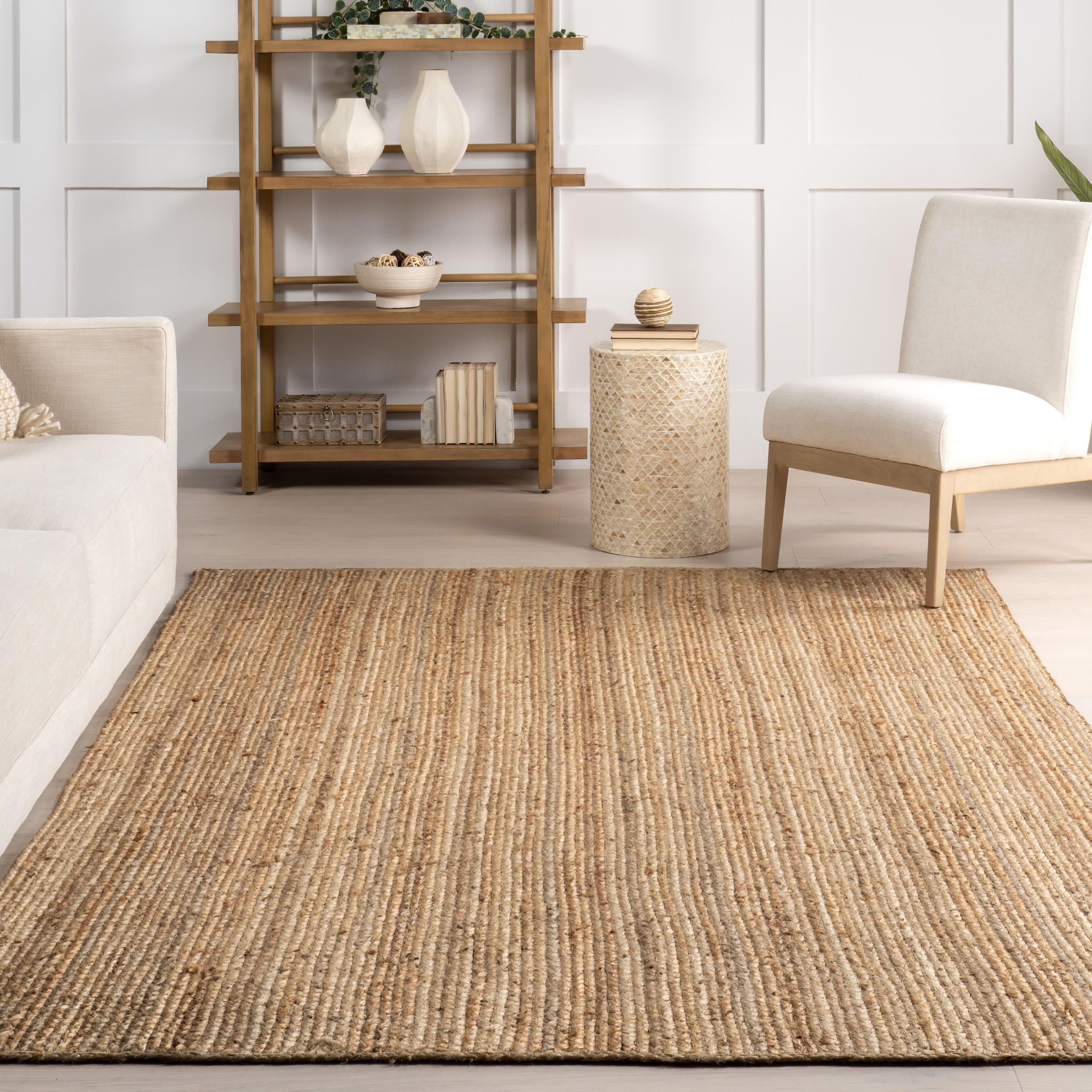 nuLOOM Rigo Hand Woven Farmhouse Jute Area Rug, 10' x 13', Natural