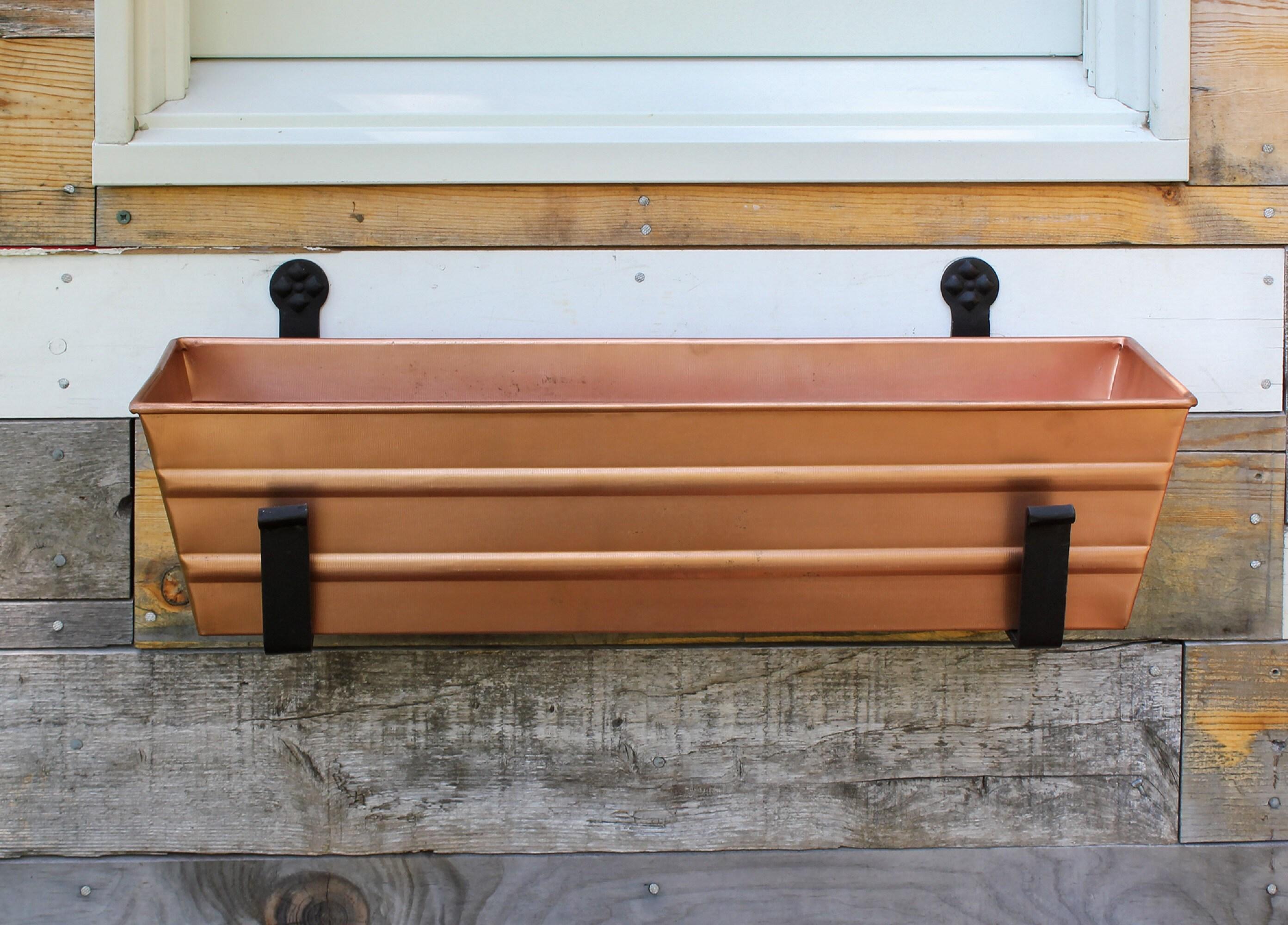 Flower Box with Wall Brackets, Copper - Small