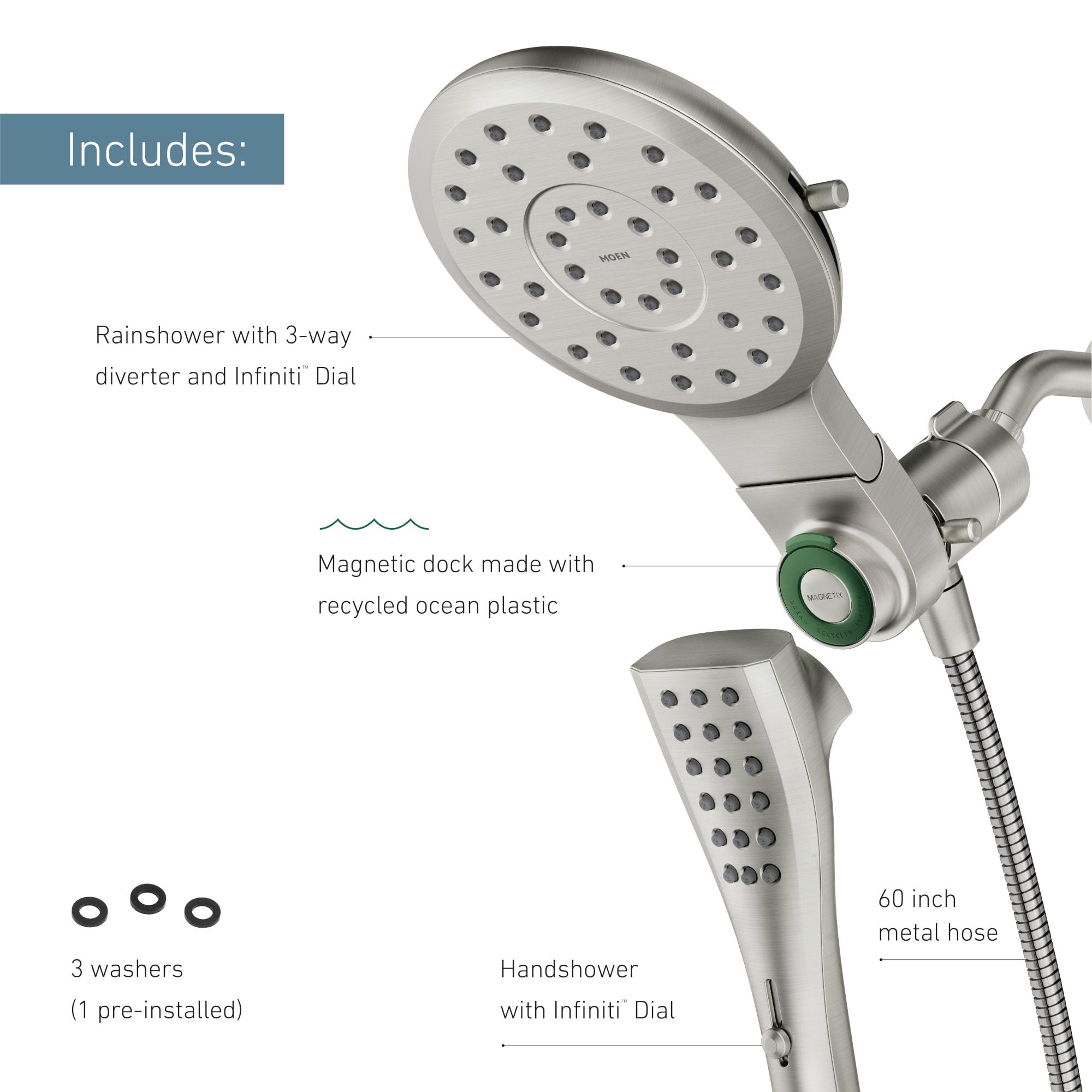 Verso 1.75 GPM Rainshower/Handshower Combination with Infiniti Dial and Magnetix Docking