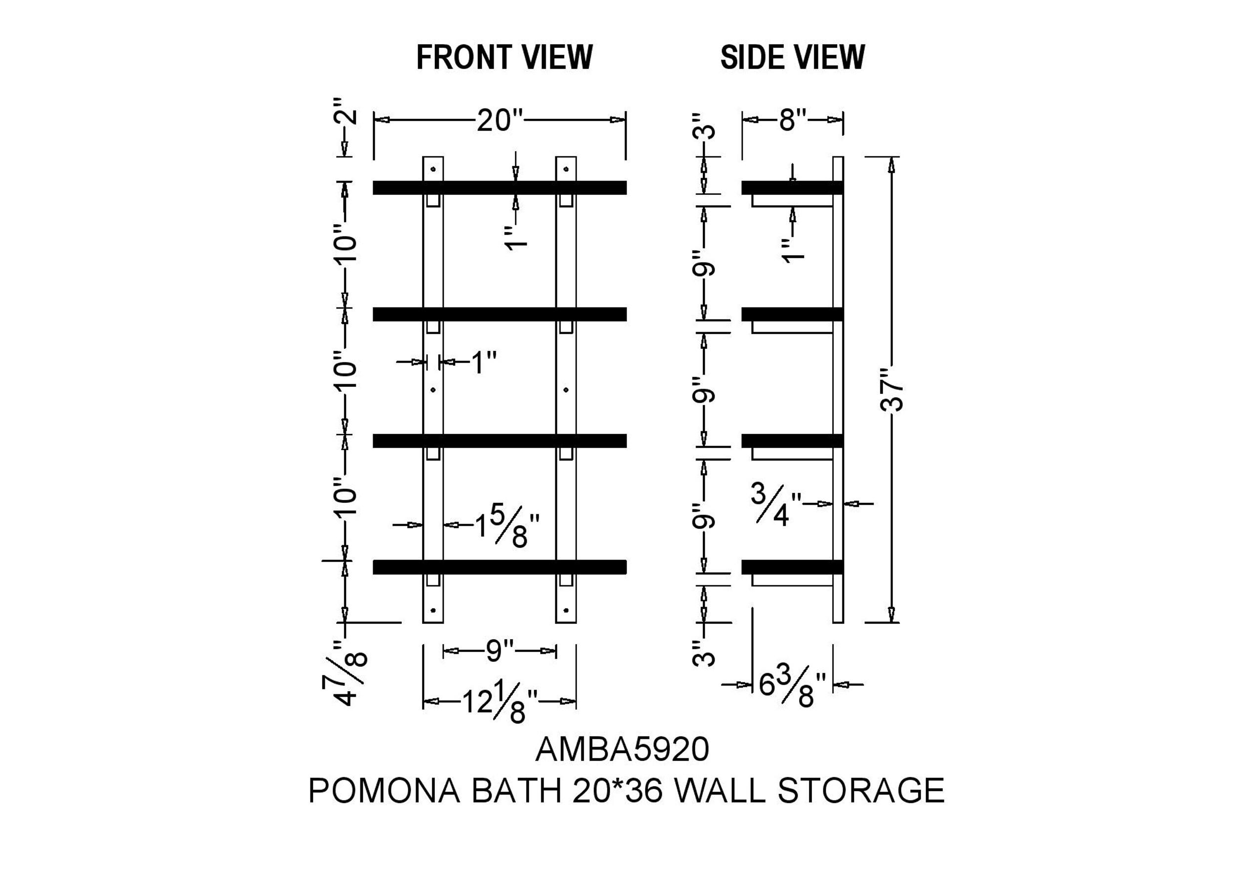 36" Pomona 4-Shelf Metal and Solid Wood Bath Wall Shelf Natural - Alaterre Furniture: Lacquered Finish, Open Storage Organizer