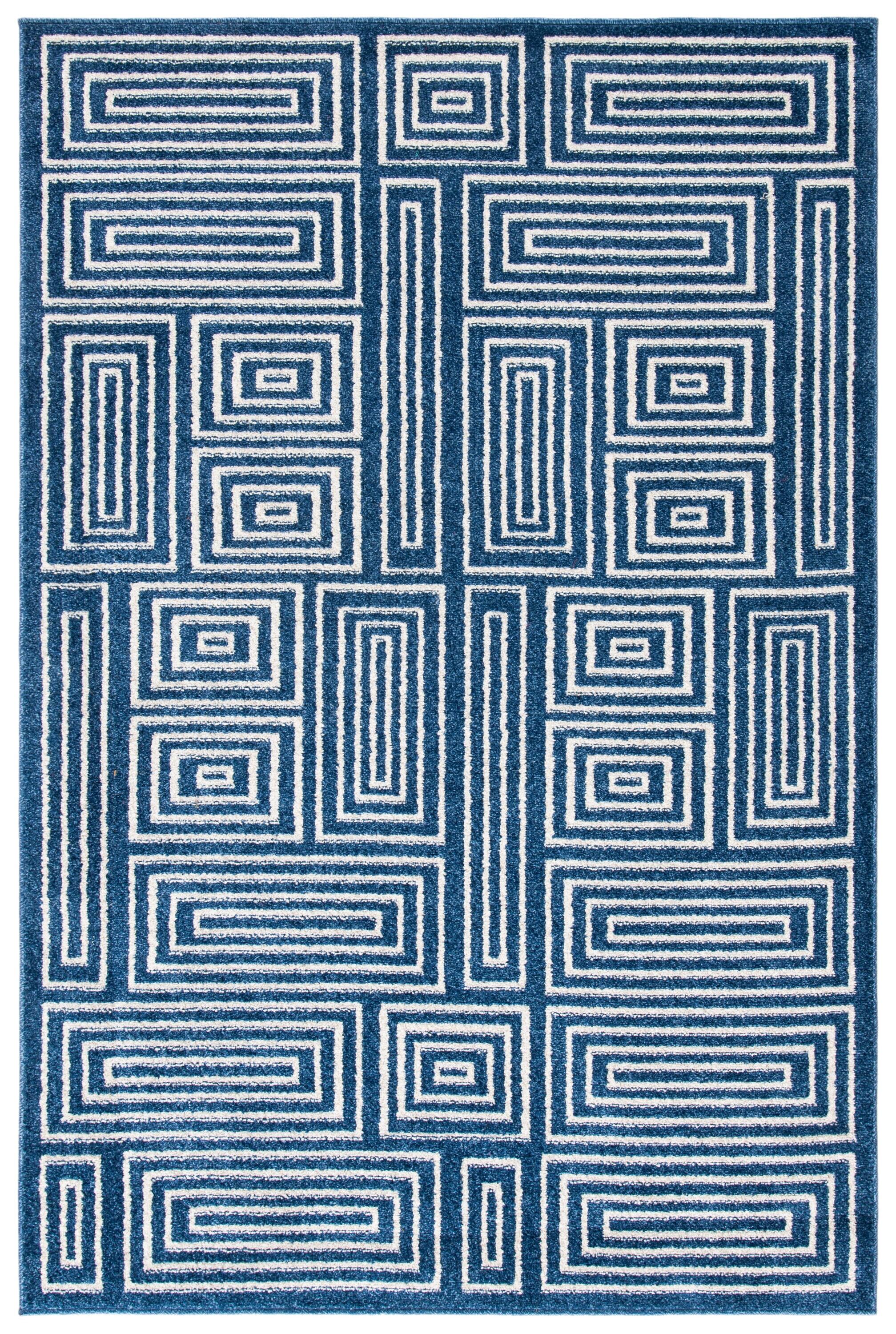 Amherst AMT430 Power Loomed Indoor Area Rug - Navy/Ivory - 4'x6' - Safavieh