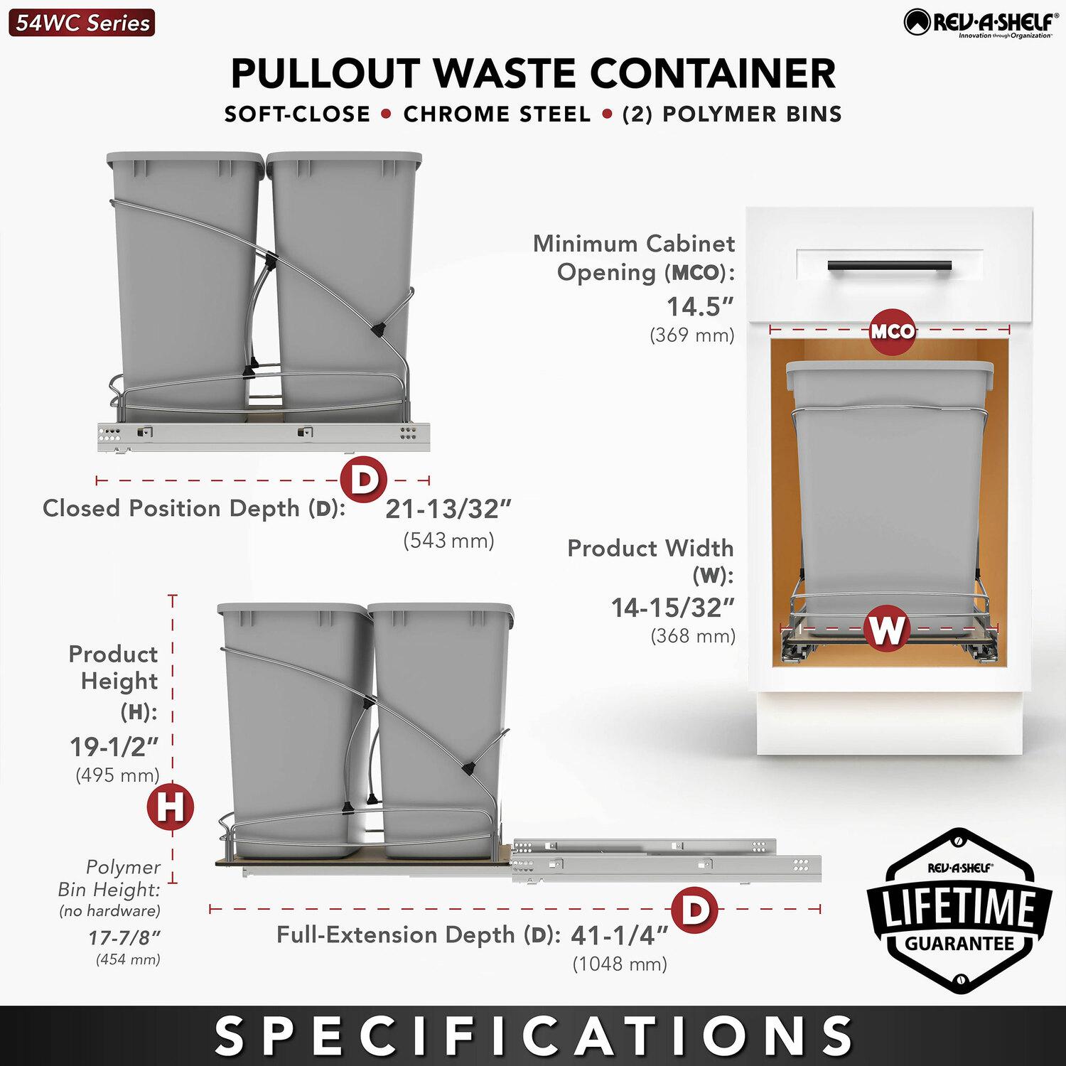 Rev-A-Shelf Rev-A-Shelf Double 27 qt. Pullout Trash Containers