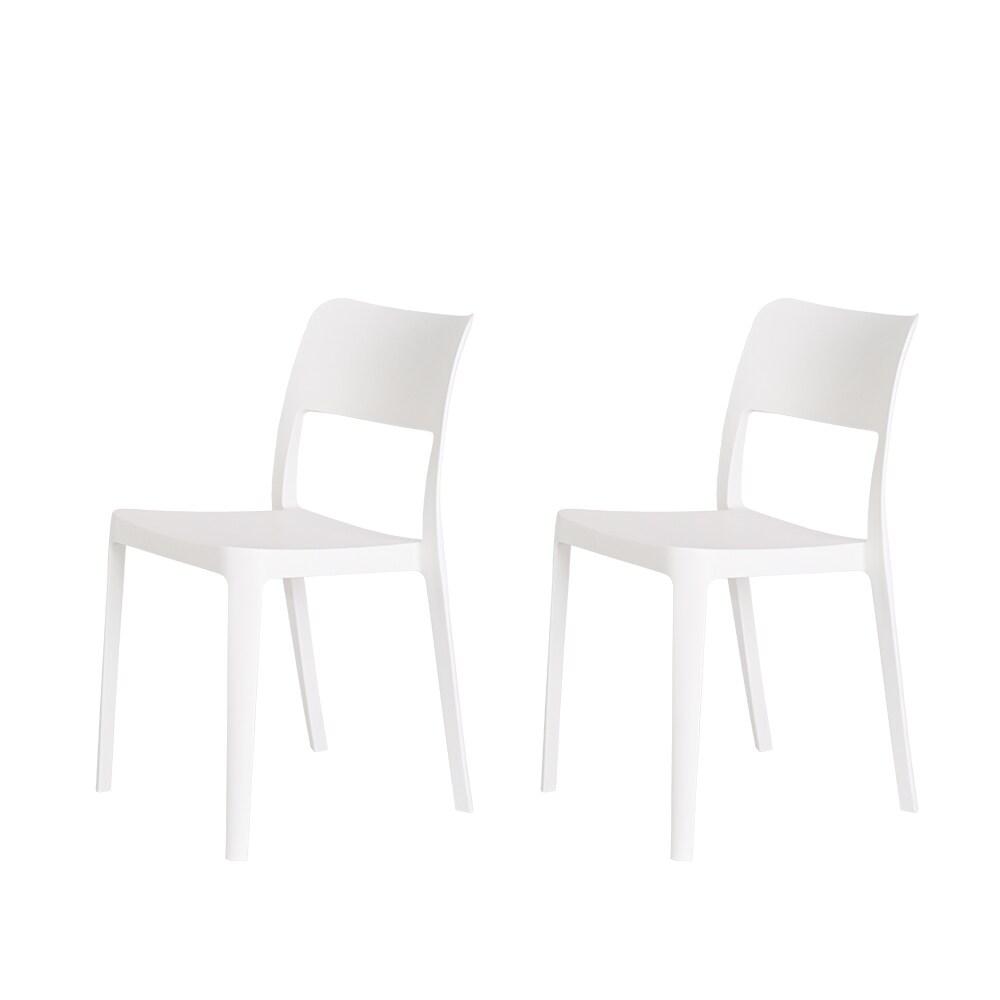 2pk La Vie Stackable Patio Armless Chairs White - Lagoon: Resin Outdoor Furniture, Mold & UV Resistant