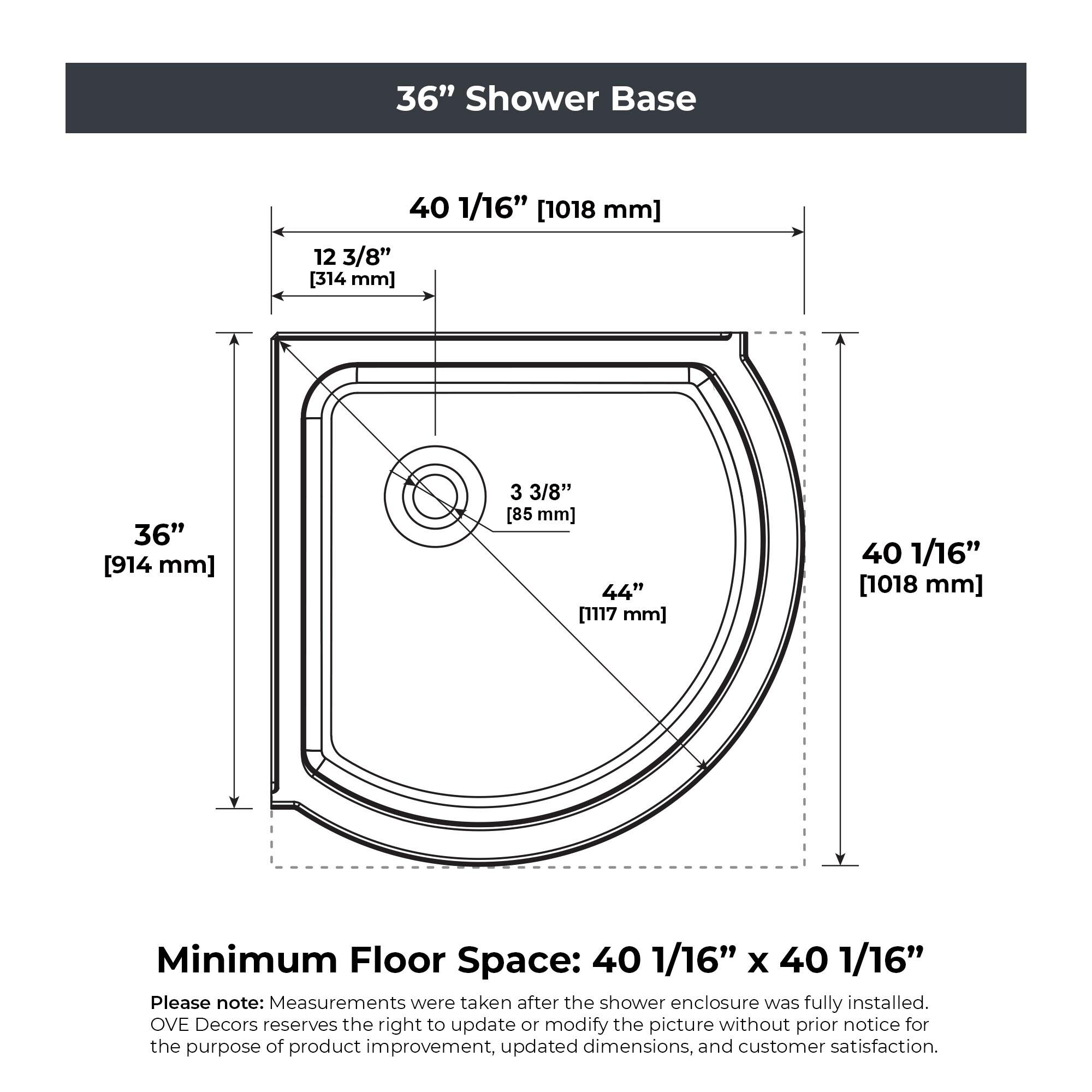 Ove Decors BREEZE 36" FROSTED GLASS KIT OVE Decors Breeze 40 in. Framed Round Shower Kit w/ Frosted Glass, Base in Chrome Finish