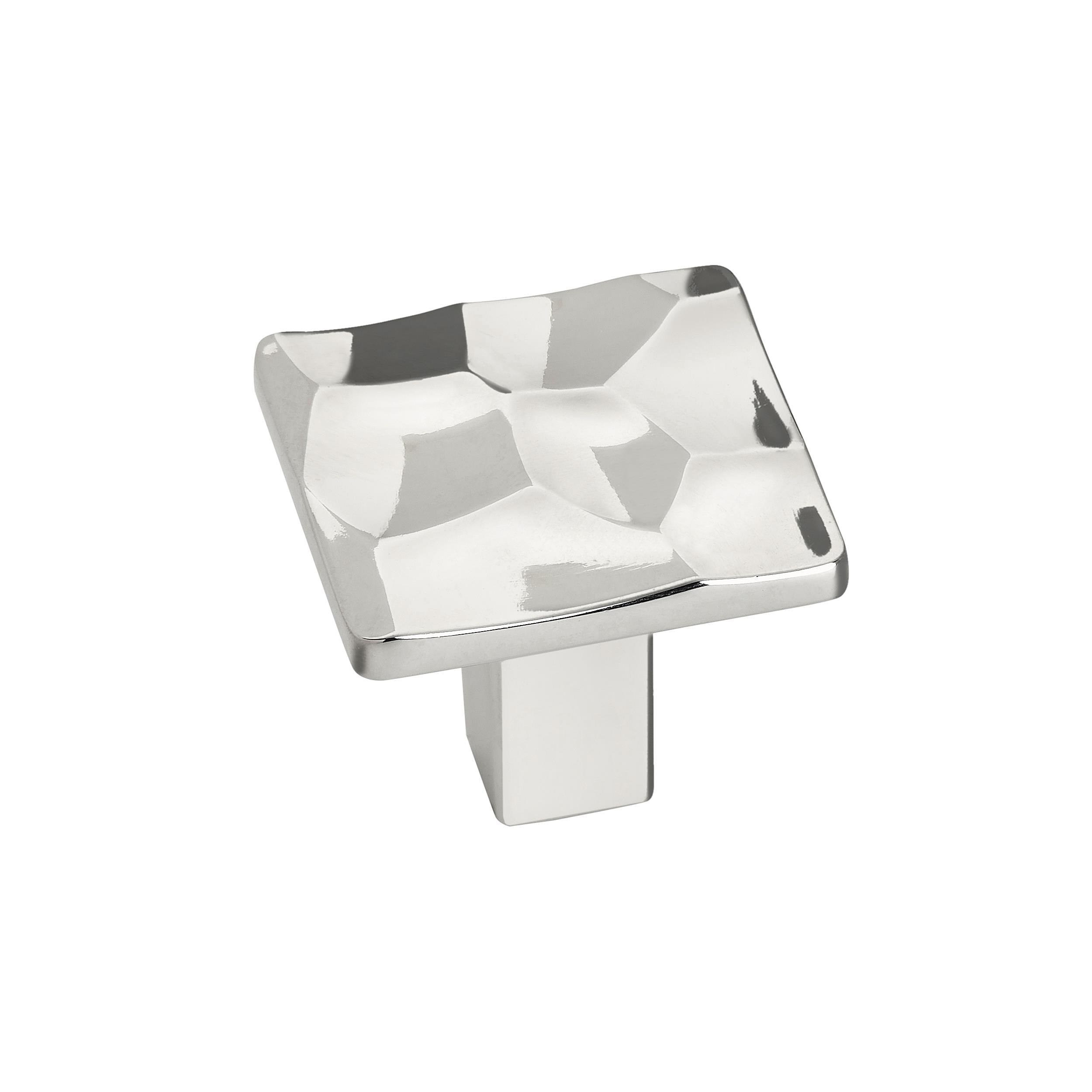 Polished Nickel Square Cabinet Knob with Mounting Hardware