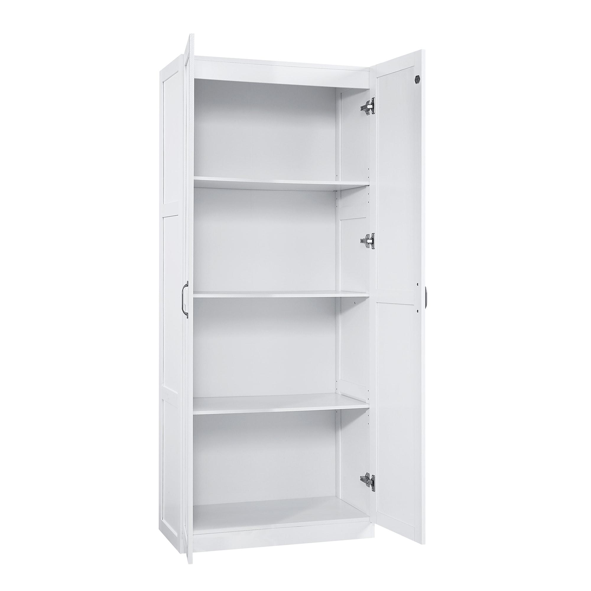 Hopkins Modern 4 Shelf Storage Closet White - Manhattan Comfort: MDF, European Hinge, Anti-Tip