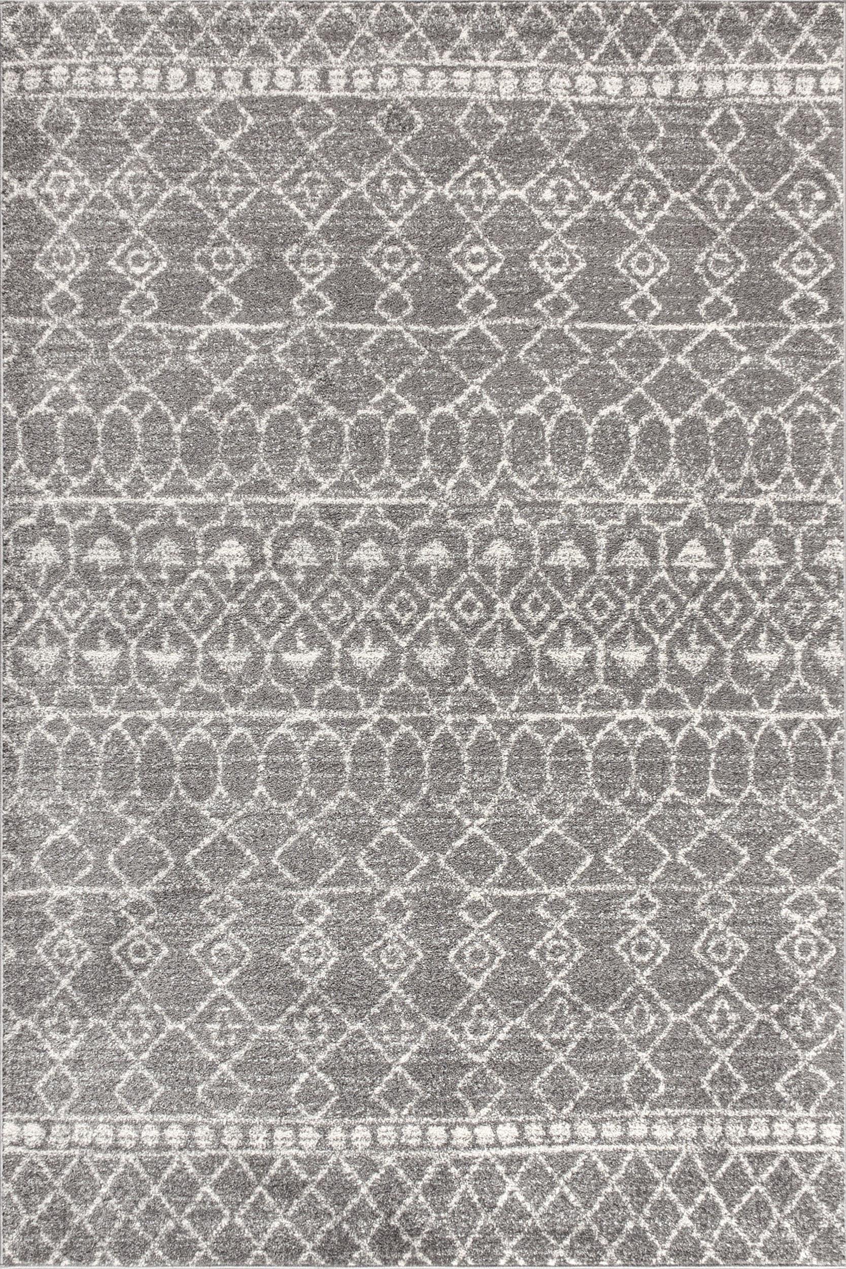 8'x10' Izil Moroccan Beni Souk Area Rug, Gray/Cream - JONATHAN Y