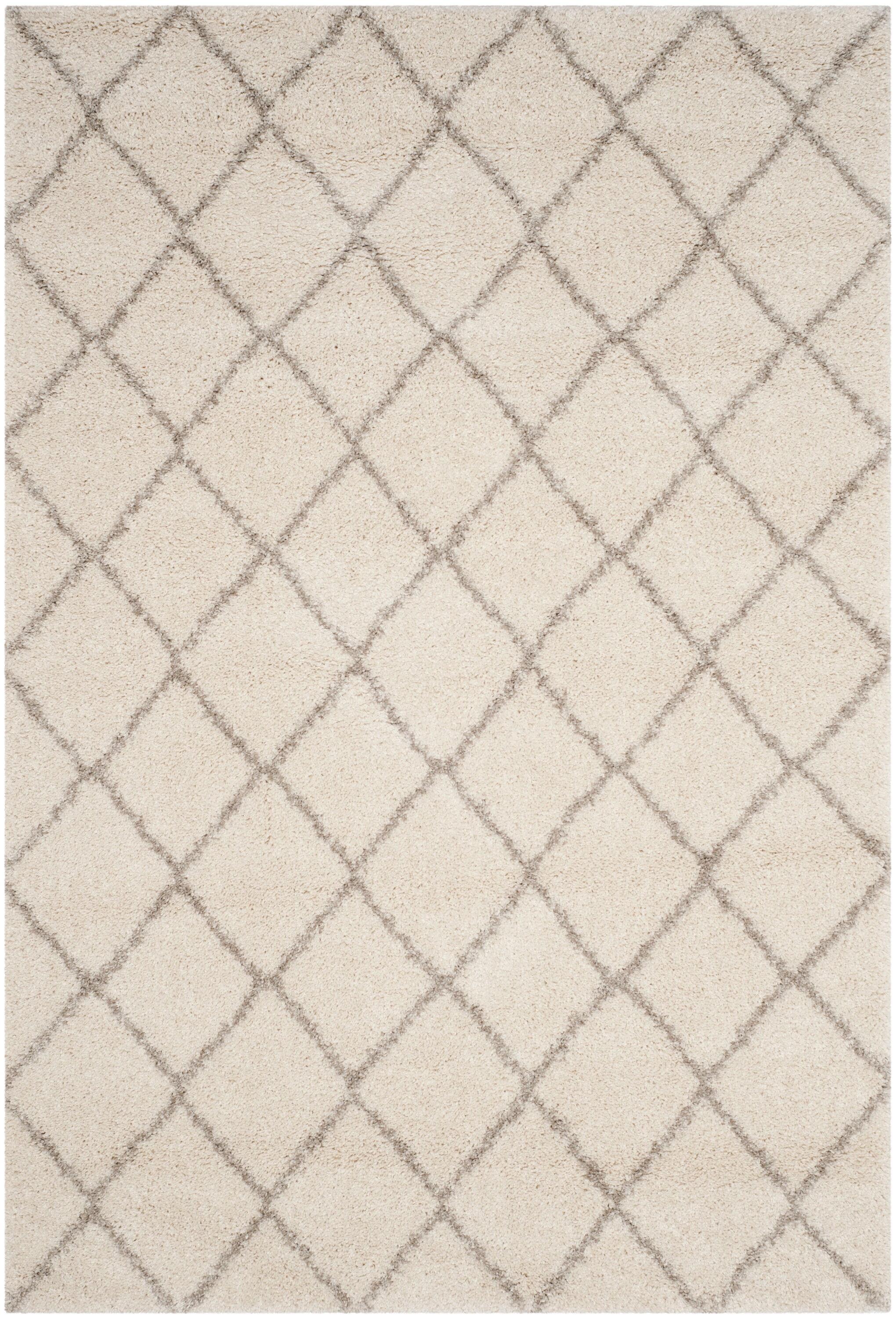 SAFAVIEH Arizona Wayra Geometric Shag Area Rug, Ivory/Beige, 2'3" x 4'