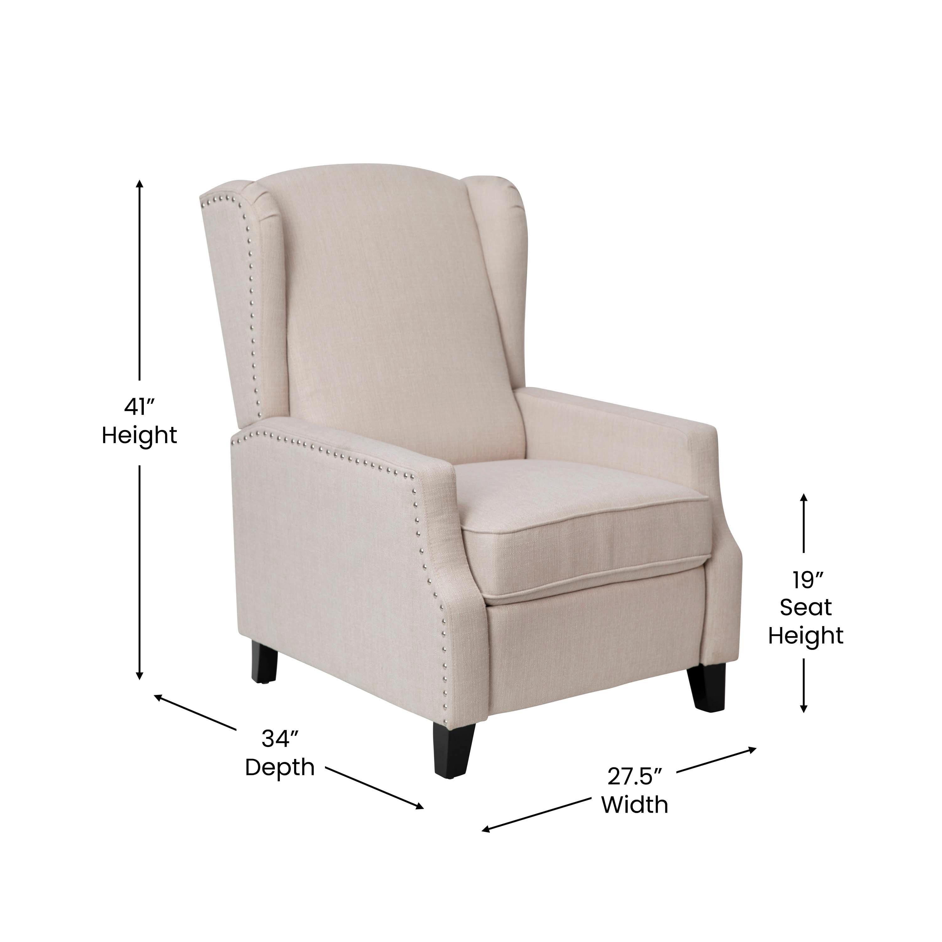 Fulton Polyester Fabric Upholstered Slim Wingback Push Back Recliner by Flash Furniture