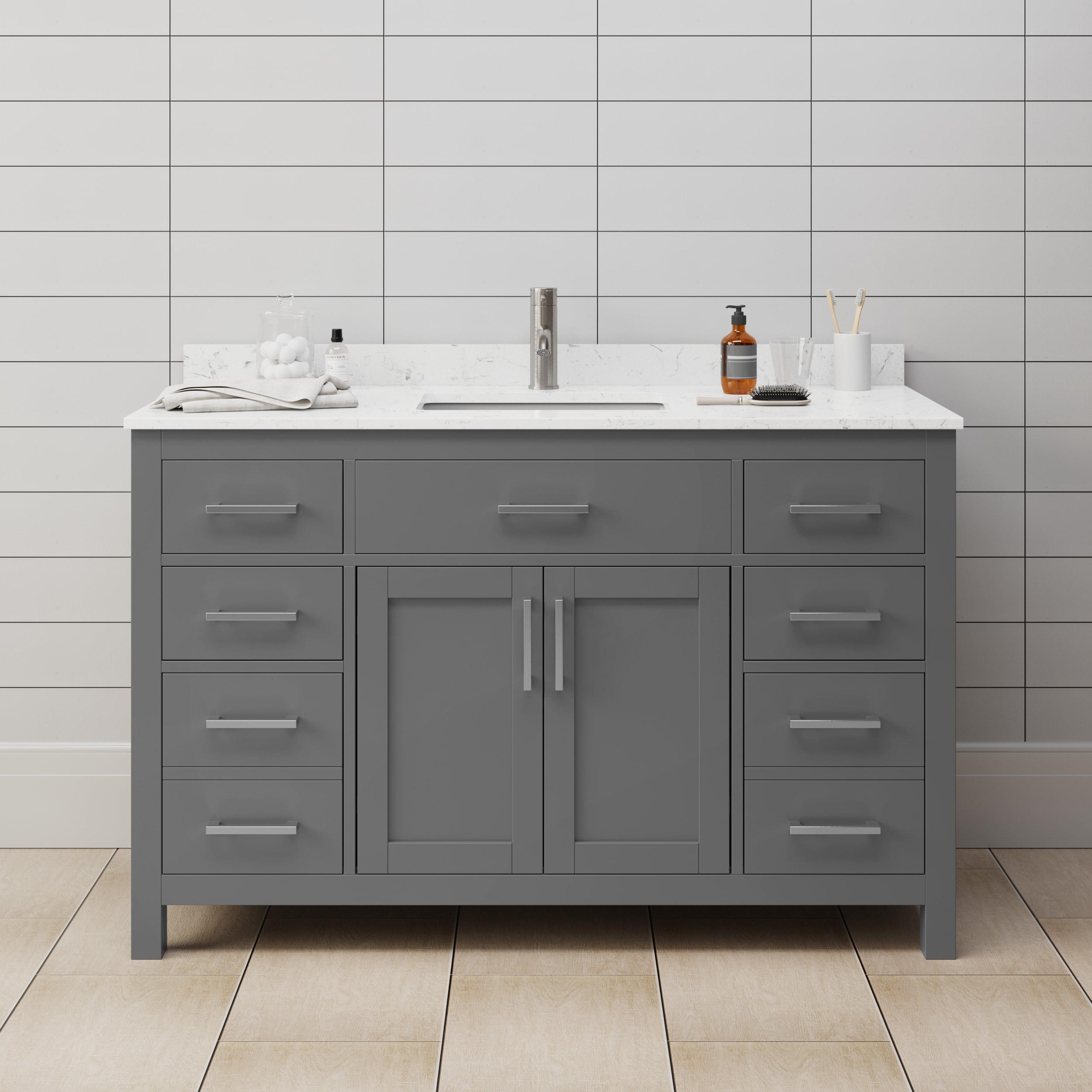 Beckett 54" Freestanding Single Bathroom Vanity with Cultured Marble Top