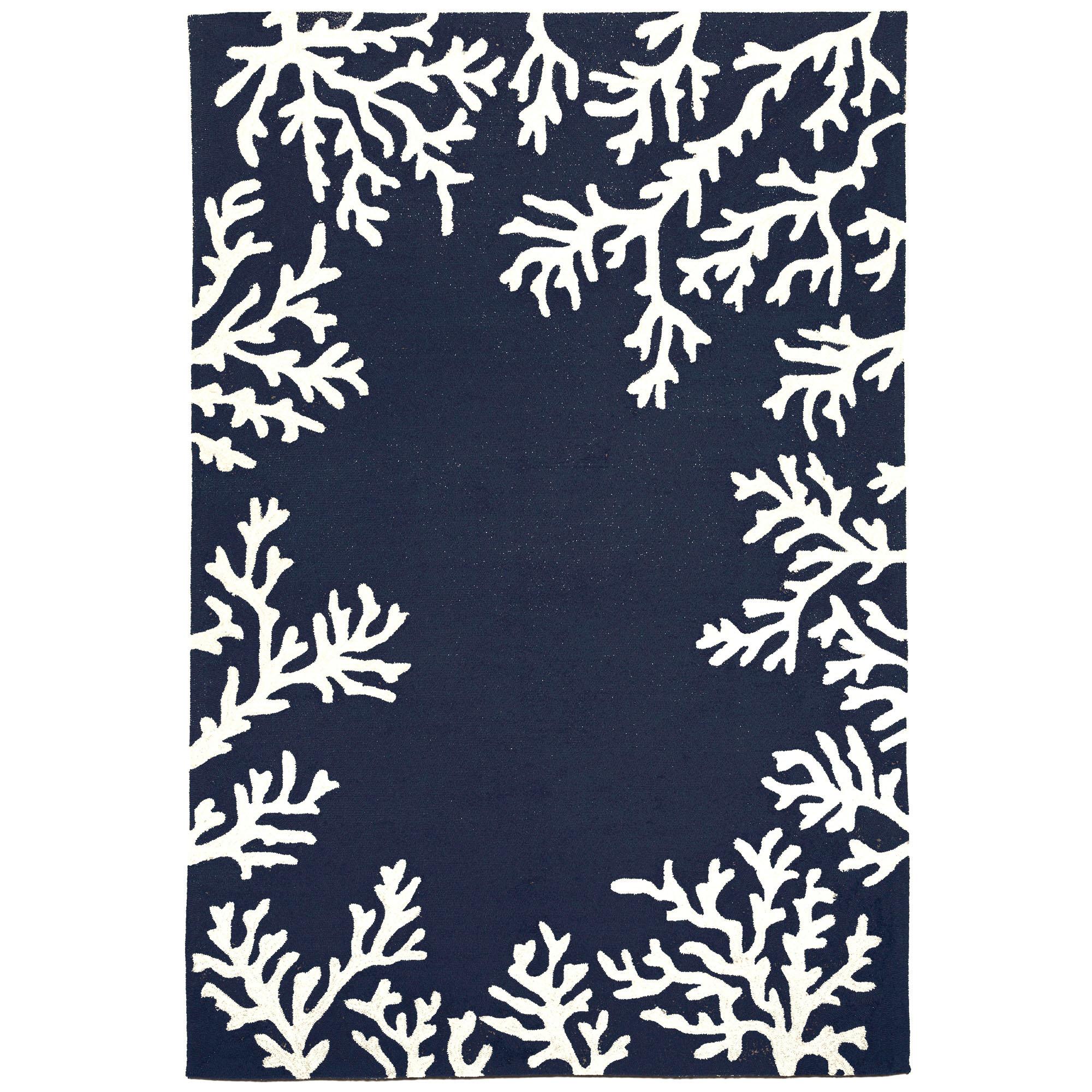 Liora Manne Capri Coral Border Indoor/Outdoor Rug Navy 8'3" x 11'6"