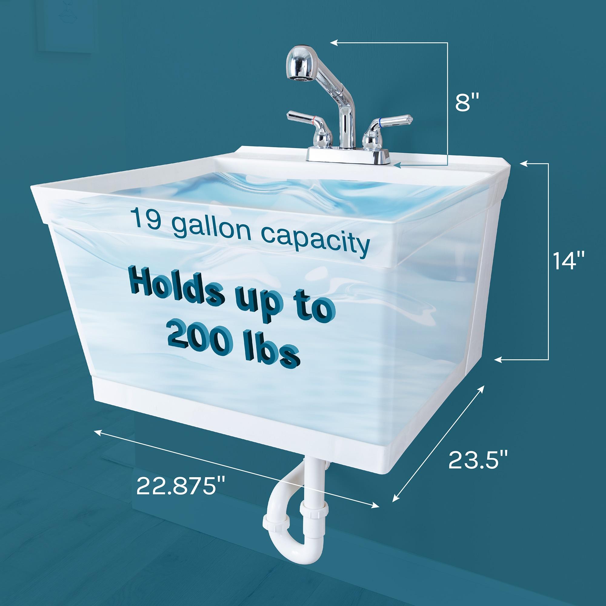 23" L x 24" W Wall Mount Laundry Sink with Faucet