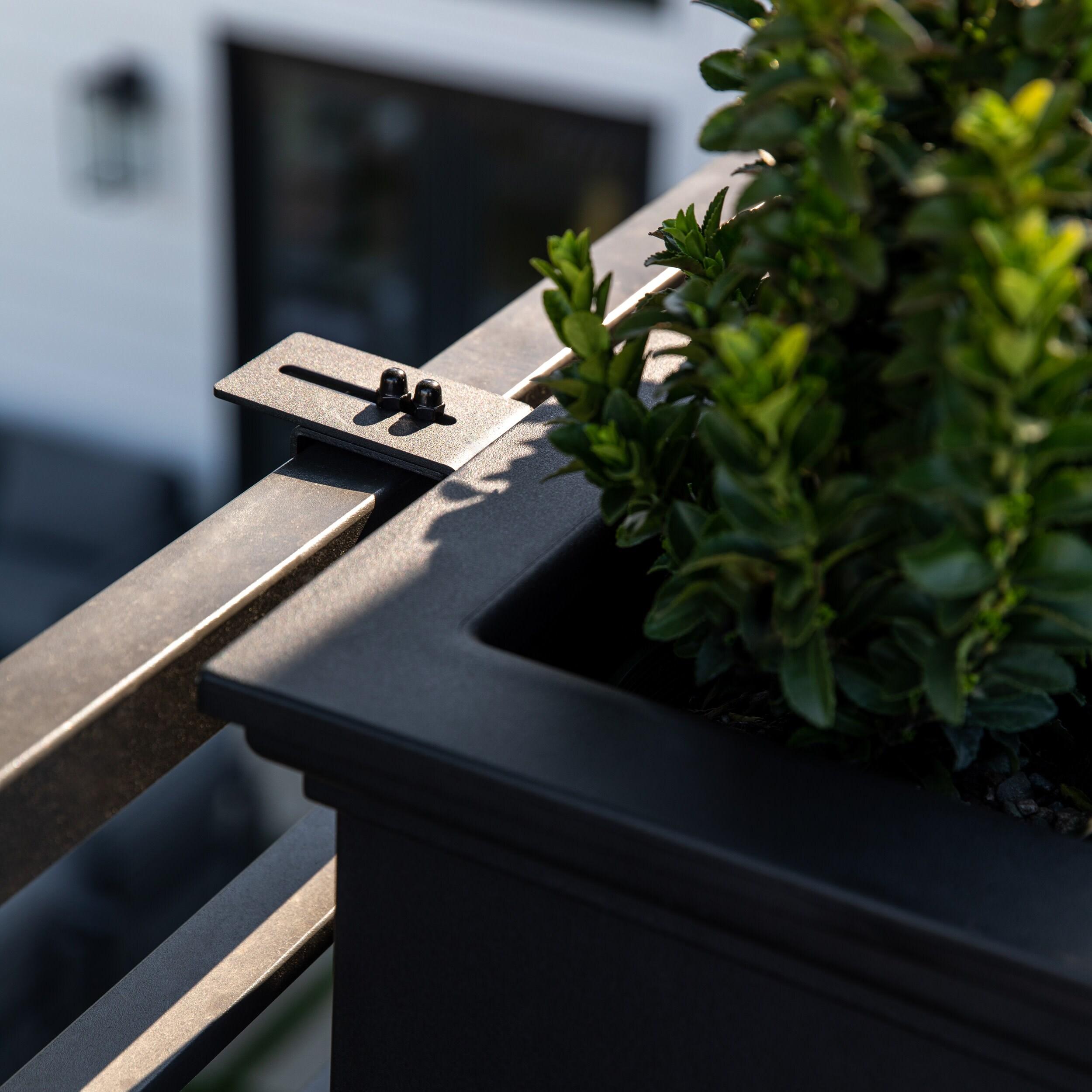 Veradek Brixton Railing Window Box 36" Plastic Planter 2-Pack Black