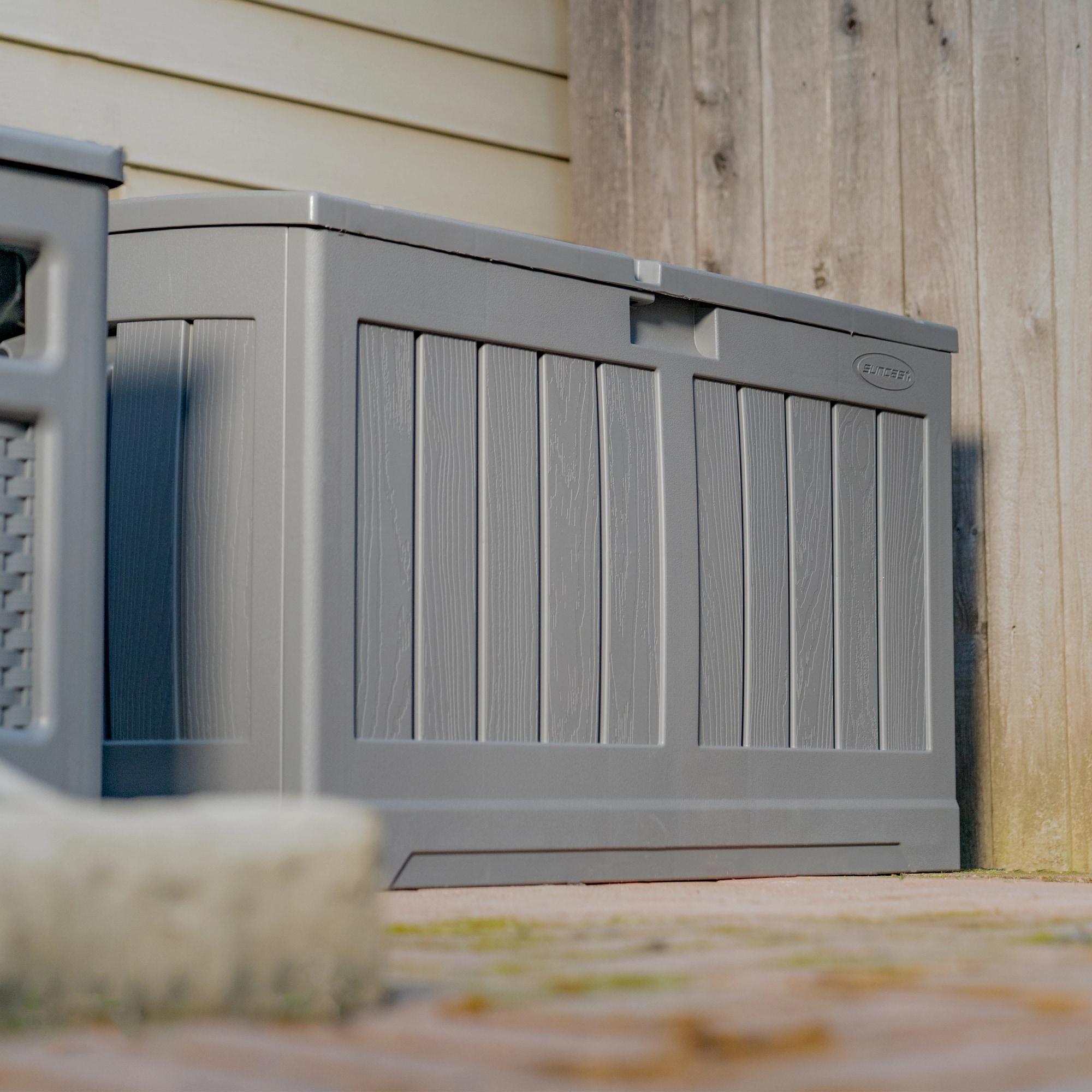Suncast Suncast 50 Gallon Plastic Deck Box with Molded Lockable Feature for Home, Gray